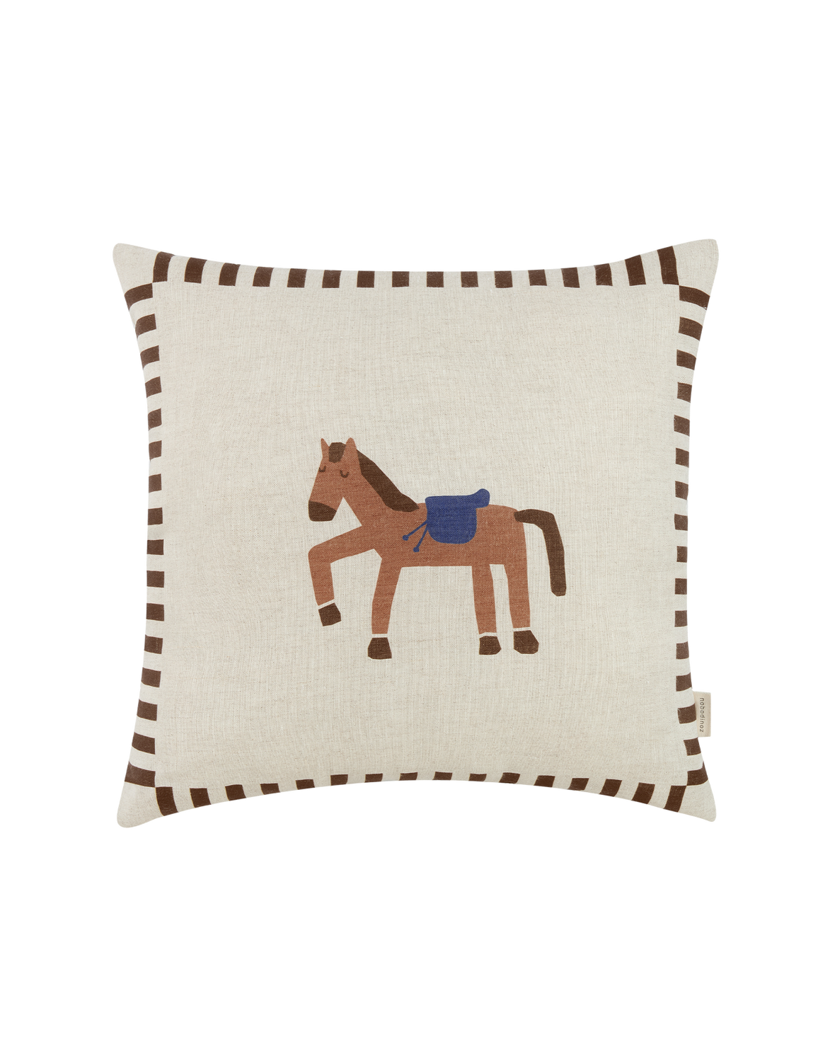 Linen Vibes Cushion Charcoal Stripes Horse - Nobodinoz