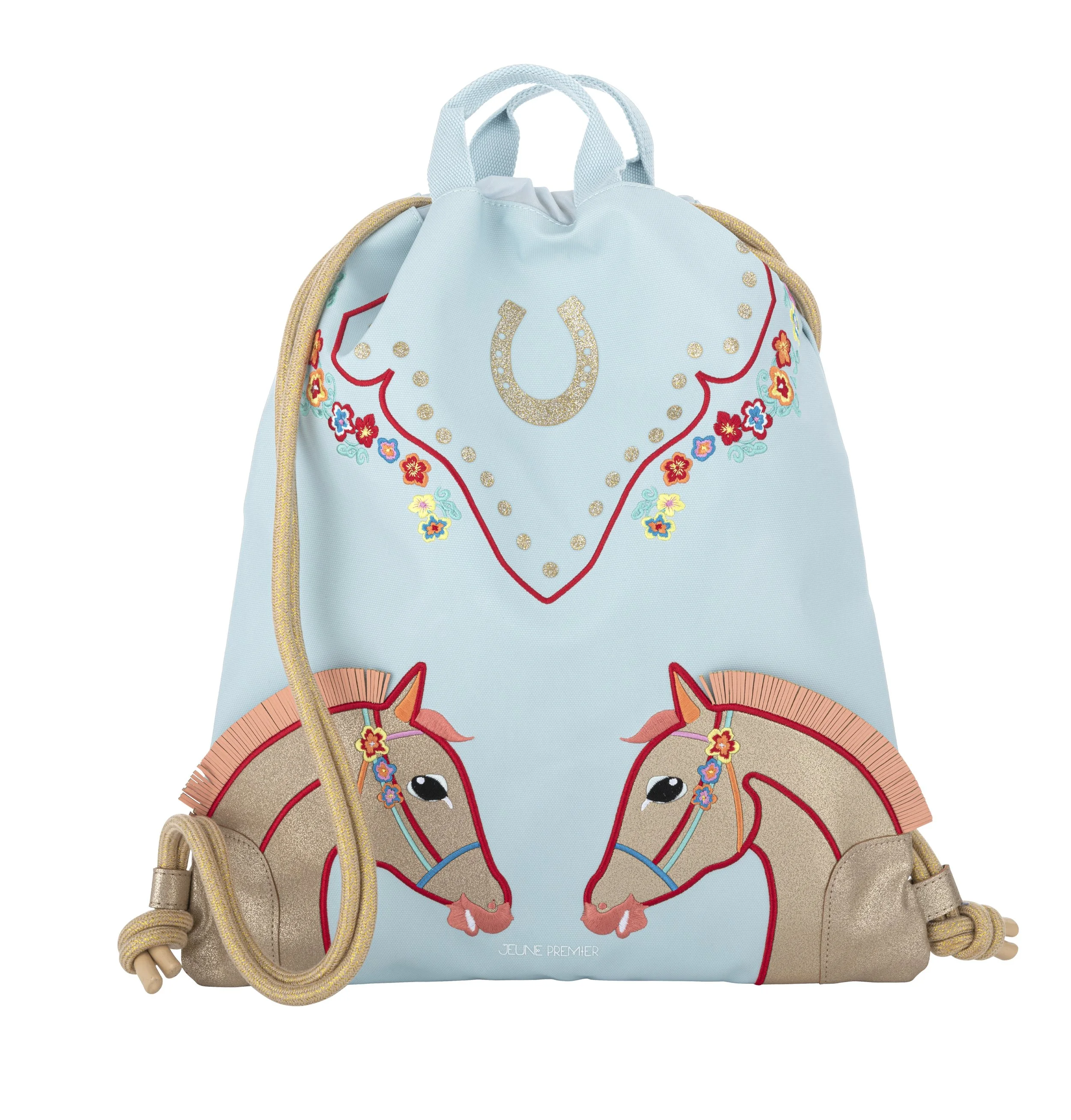 City Bag Cavalerie Floral - Jeune Premier, horse riding, two backstraps and a handle to carry it by hand.