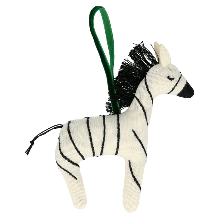 knitted zebra christmas tree decoration by meri meri.png