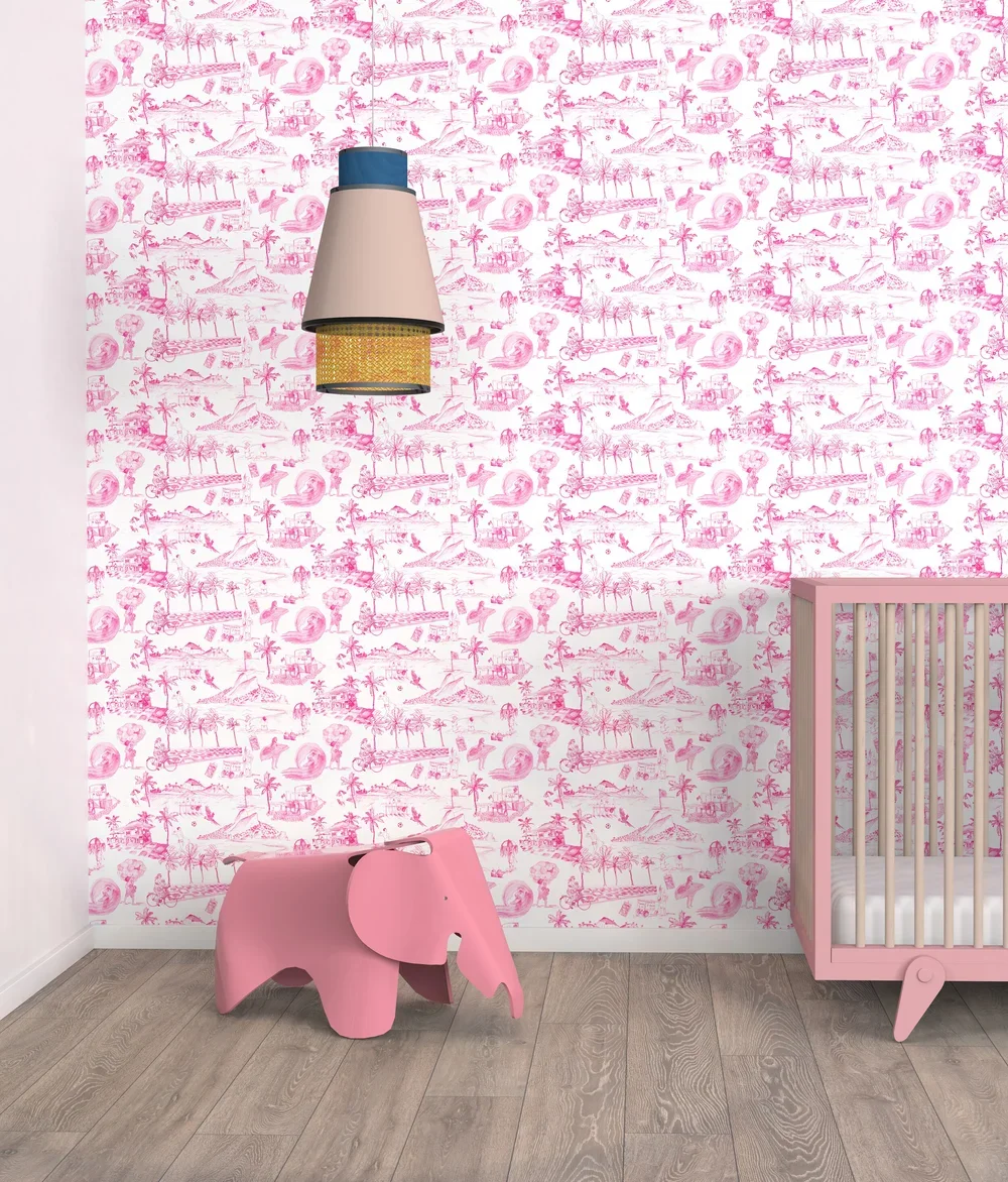 KARIOKAS_Wallpaper_Ipanema_pink_toile_situation.webp