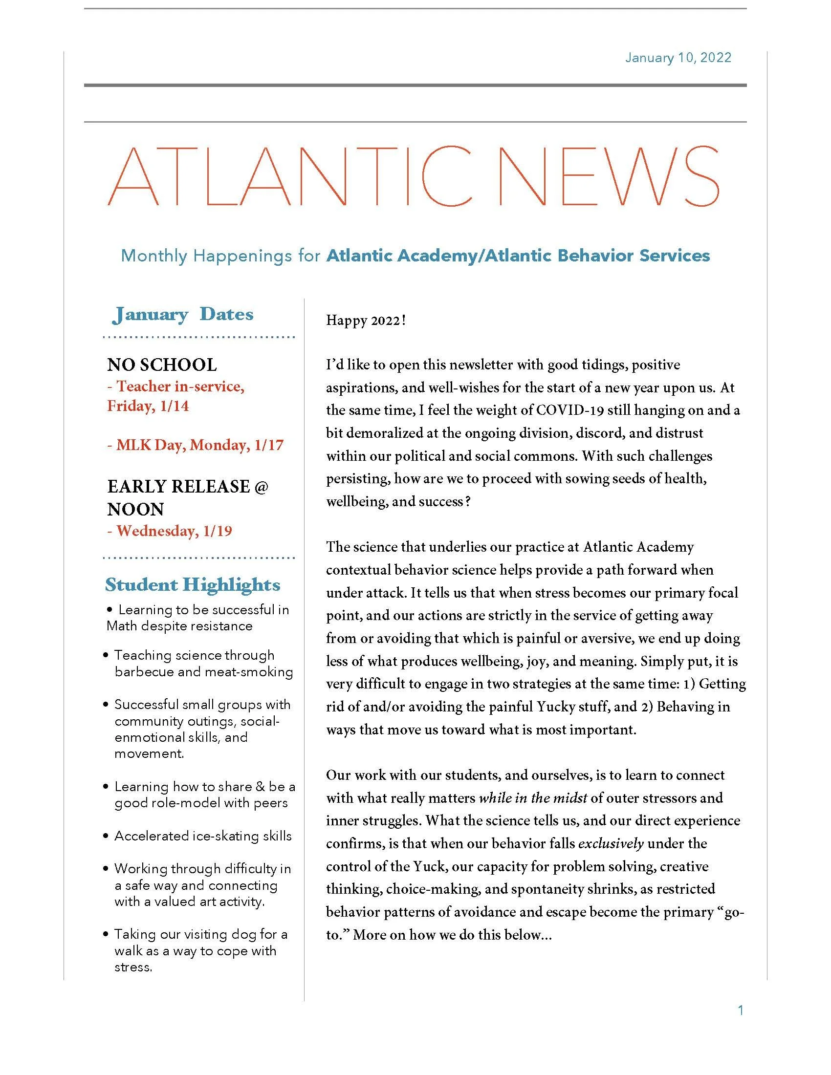 January 2022 Newsletter 