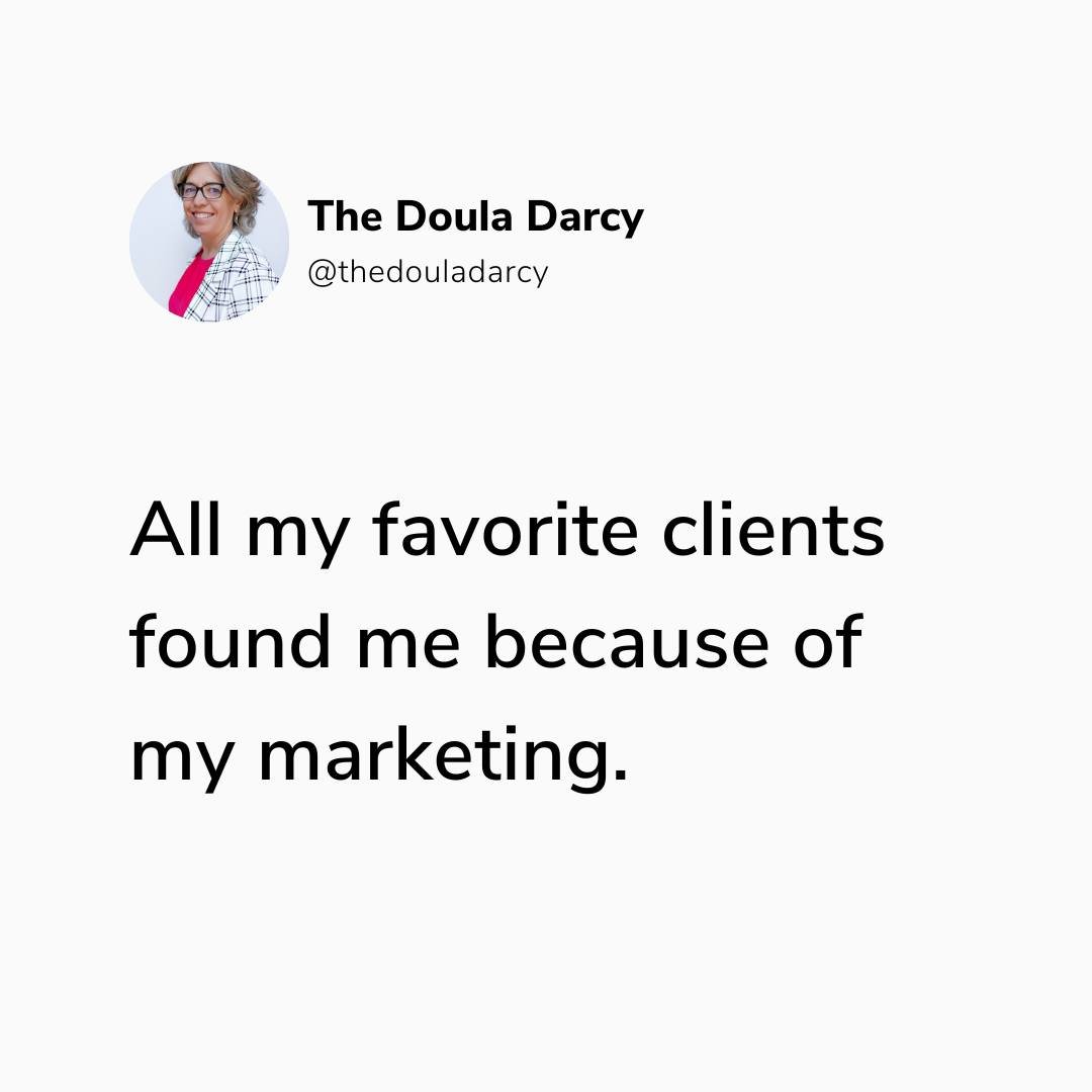 🛑 STOP saying that you &quot;hate marketing&quot;. 🛑

That's how all of your favorite clients have found you!

This quick mindset shift makes posting on social media, writing your website and networking in your community more fun. 

Instead of drea