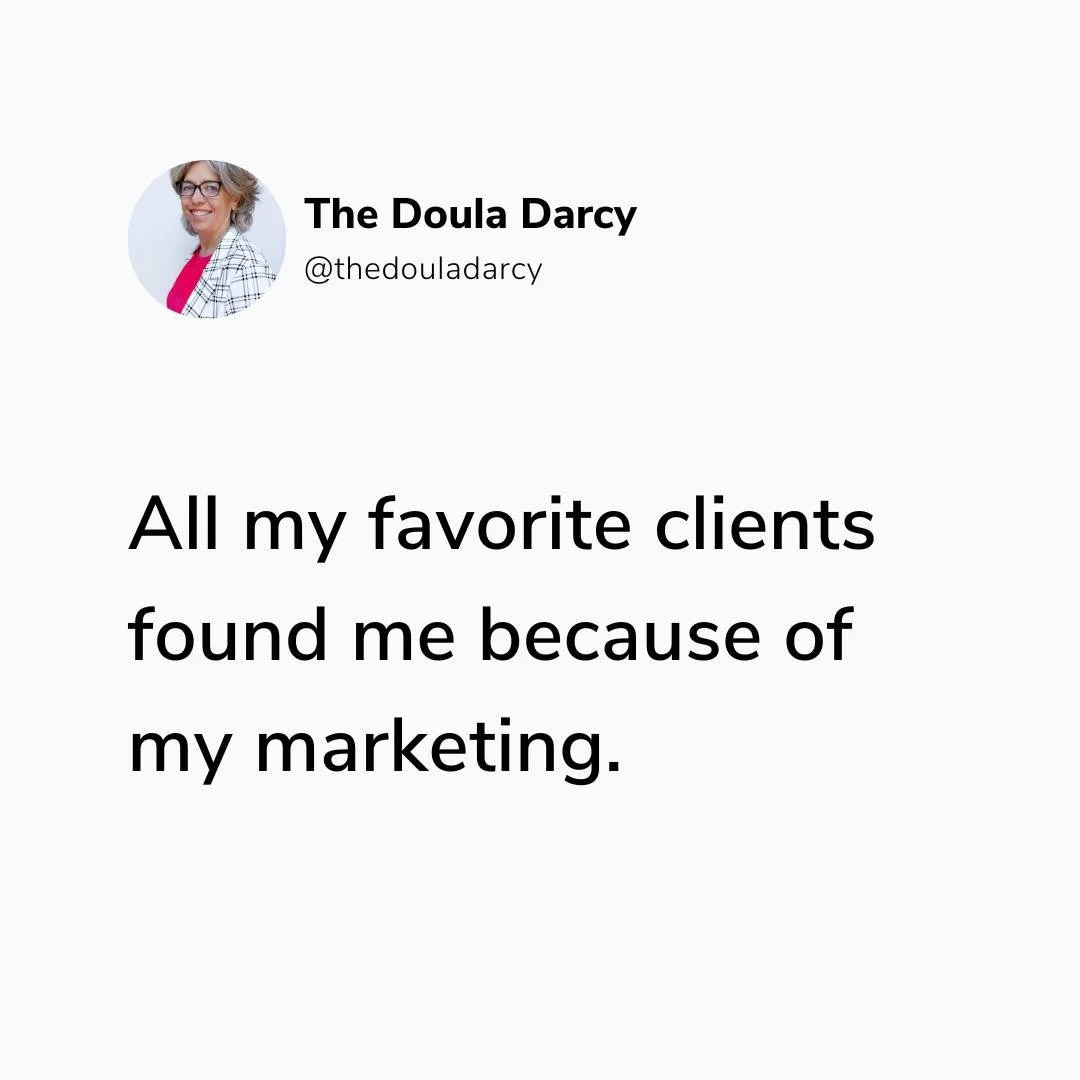 🛑 STOP saying that you "hate marketing". 🛑

That's how all of your favorite clients have found you!

This quick mindset shift makes posting on social media, writing your website and networking in your community more fun. 

Instead of drea