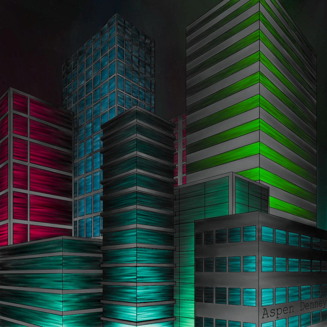 Two point cyberpunk cityscape.