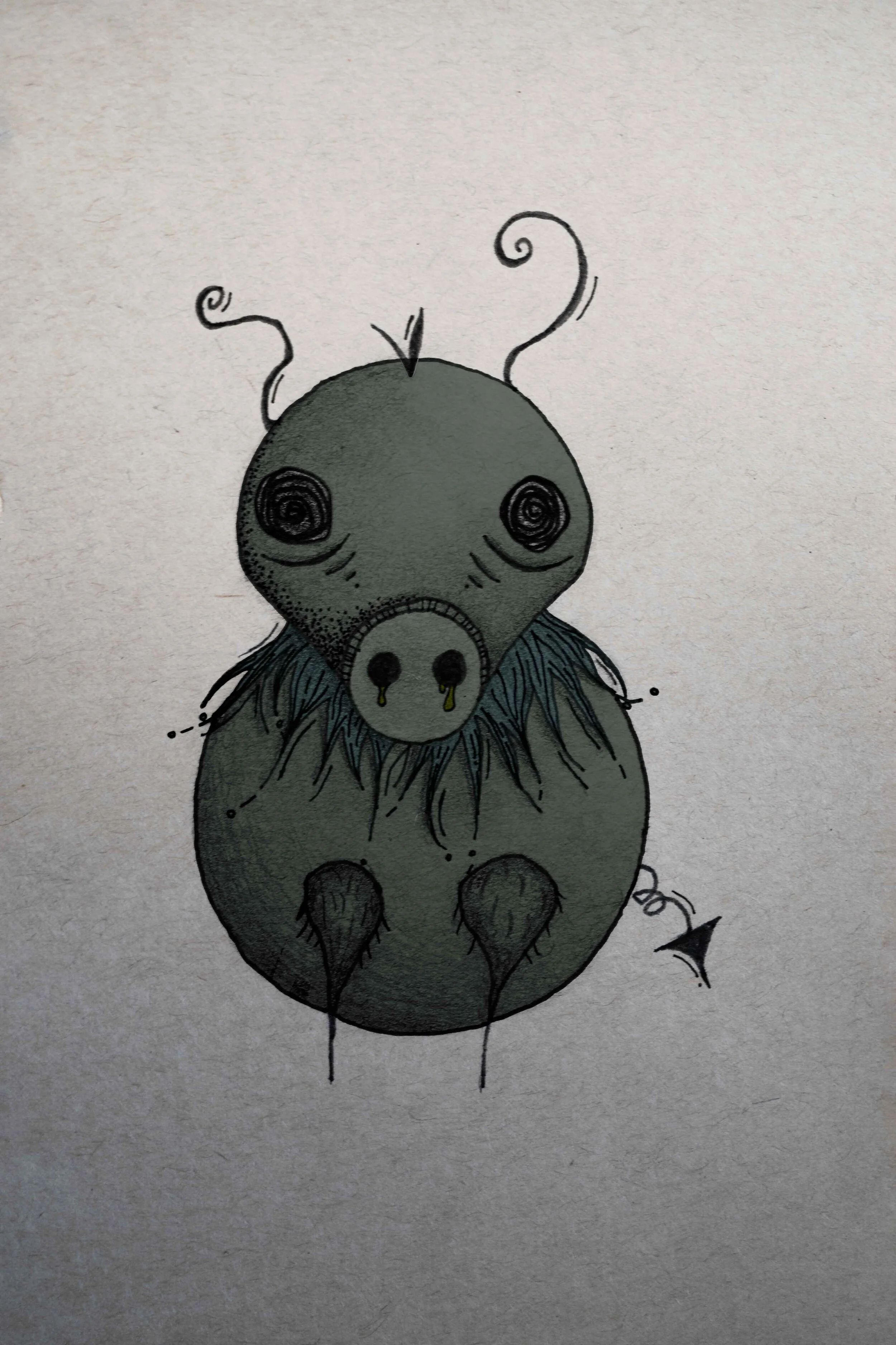 Shnozz. Digitally colored traditional illustration.