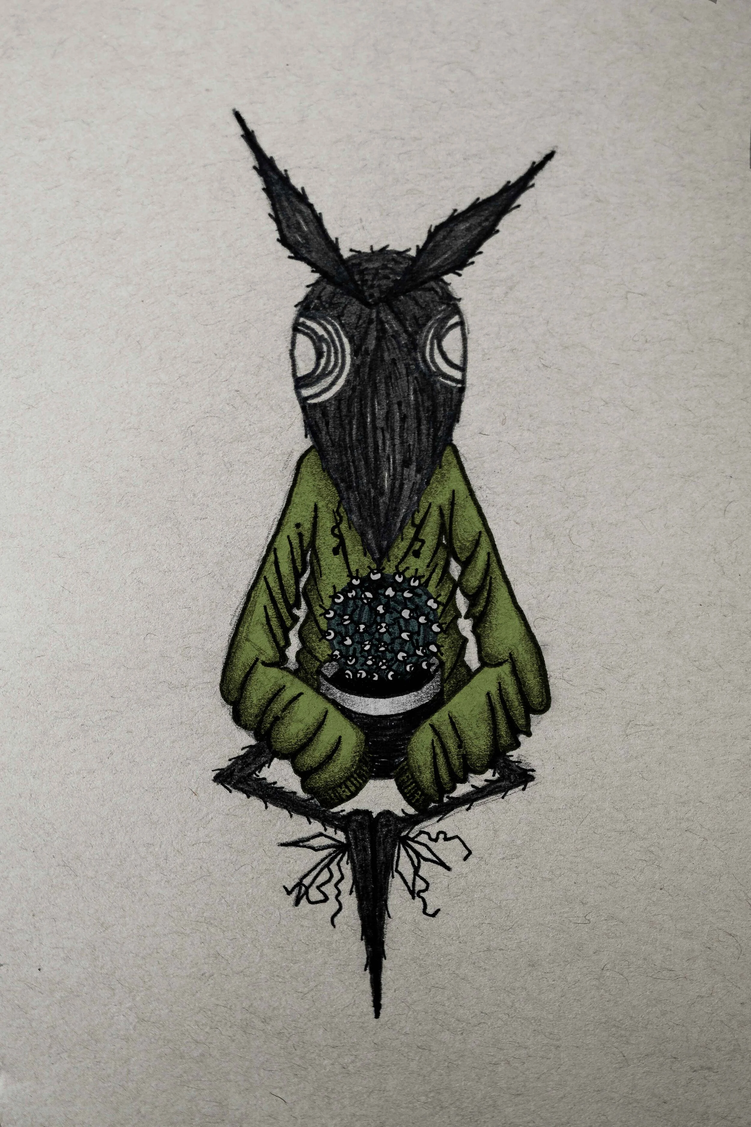 Choppers and his cactus. Digitally colored traditional illustration.