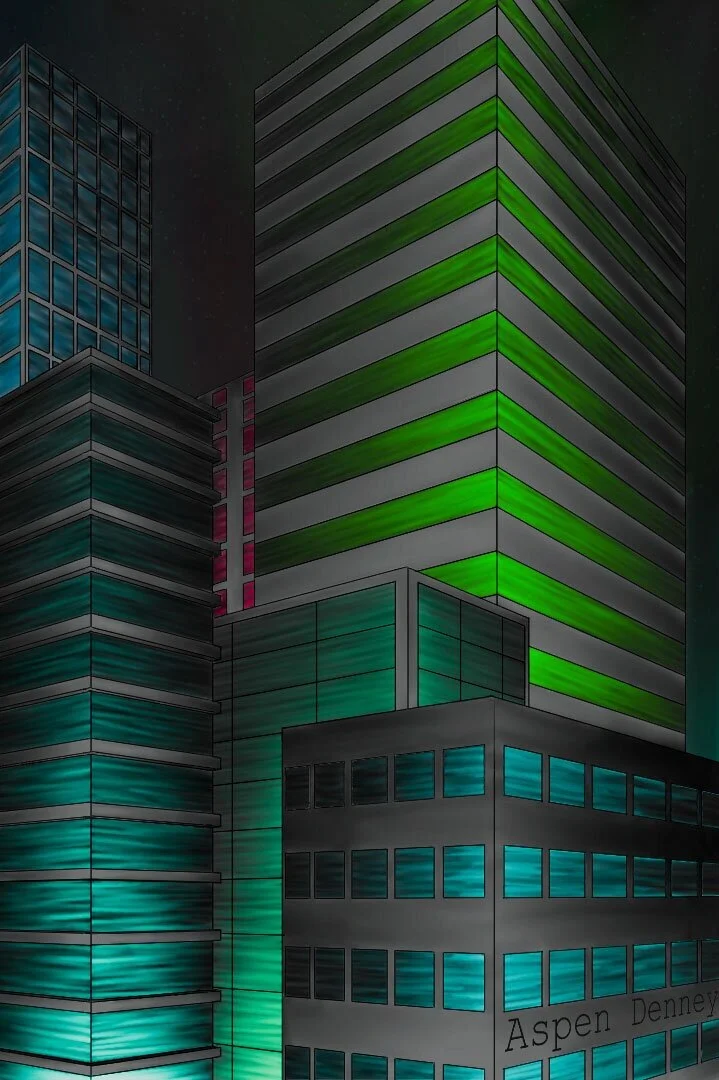 Two point cyberpunk cityscape.