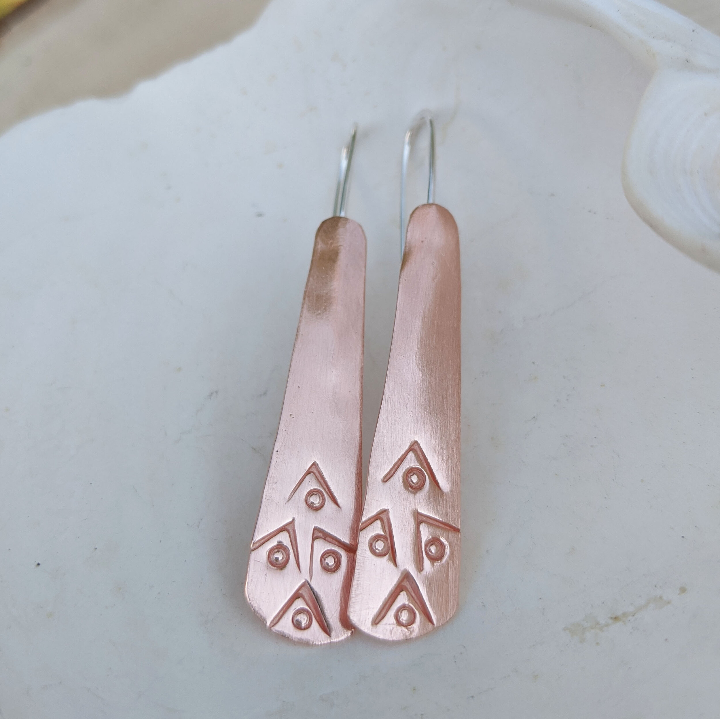 Hand stamped drops with sterling ear wire