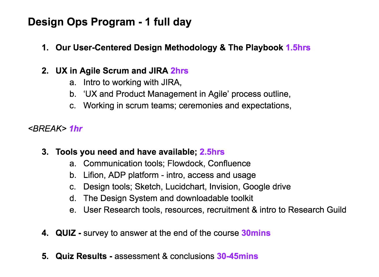 Program plan for newly joining designers.