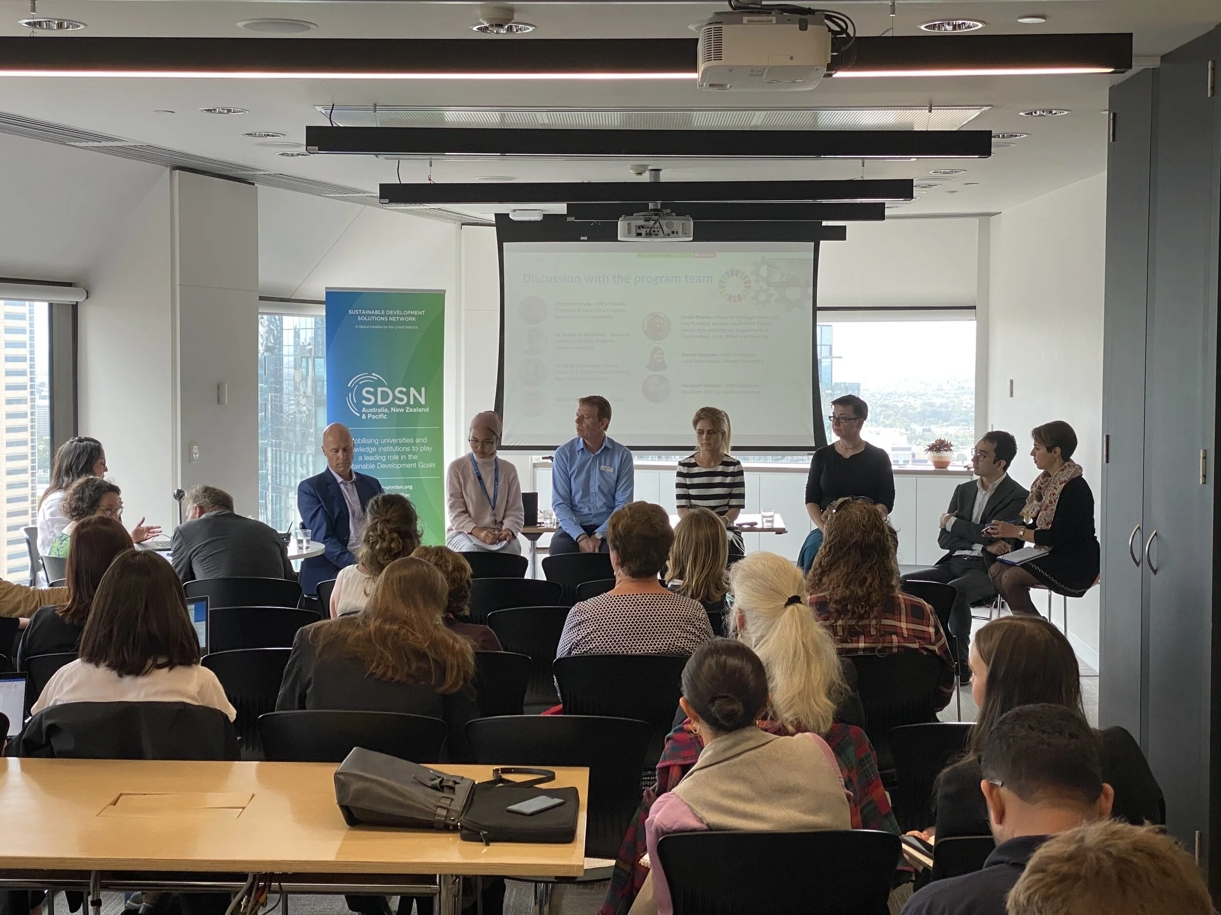 (From Left) Prof Brett Bryan - Dianty Ningrum - David Rourke - Reinaneh Bandari - Katrina Szetey -  Dr Enayat A. Moallemi - Dr Shirin Malekpour