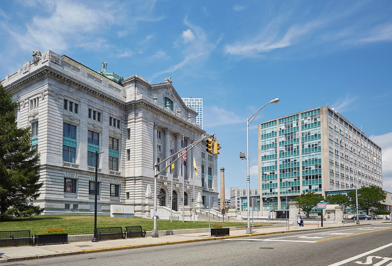 Brennan Courthouse (left) and Hudson County Administrative Building (right) June 2019