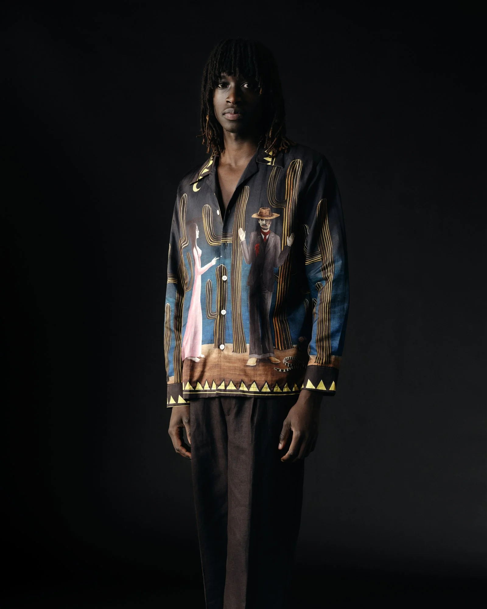 BANG BANG BLUE SILK COTTON LONG SLEEVE SHIRT