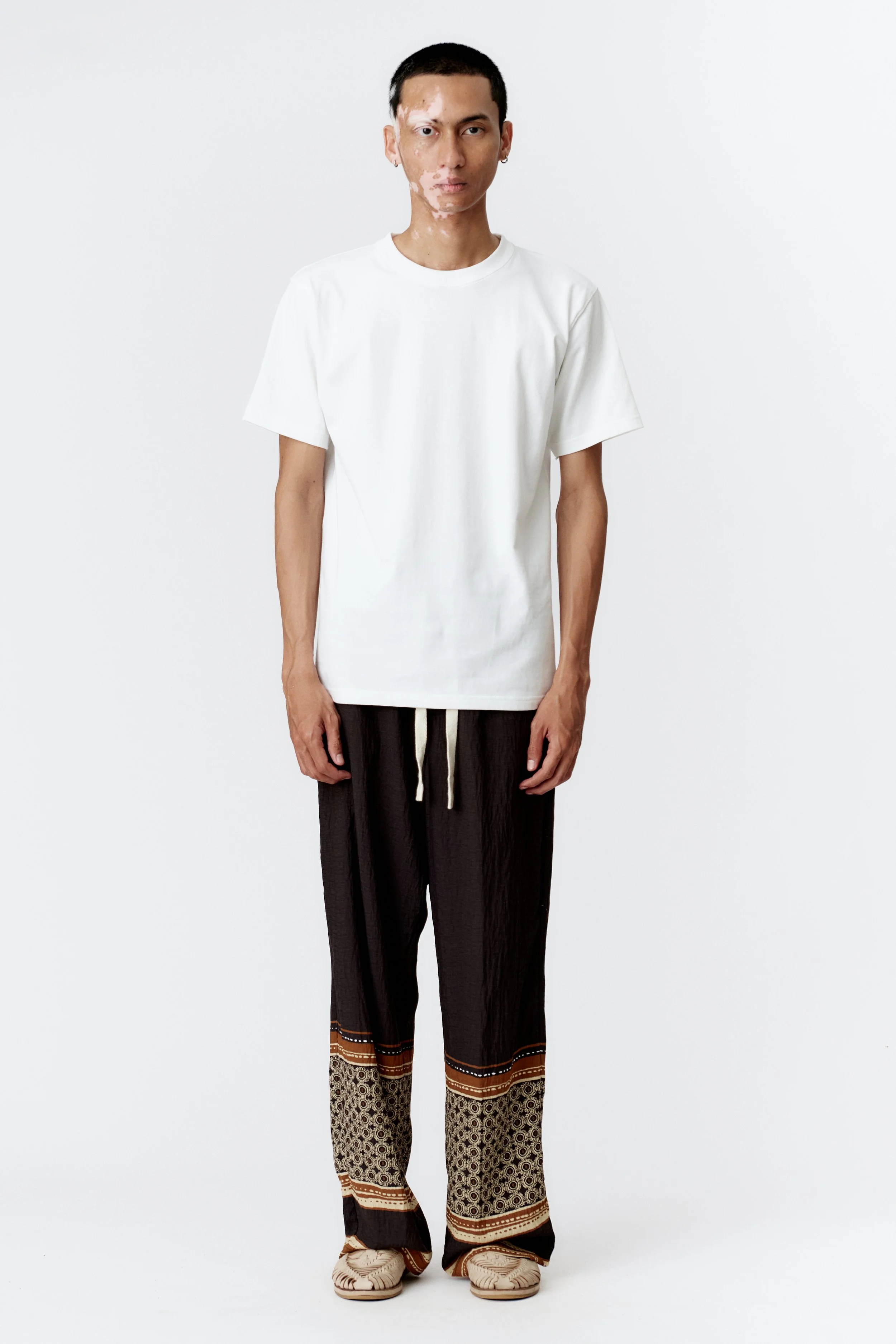 Full front view of Bandito white 100% heavyweight organic cotton T-shirt featuring a relaxed fit silhouette