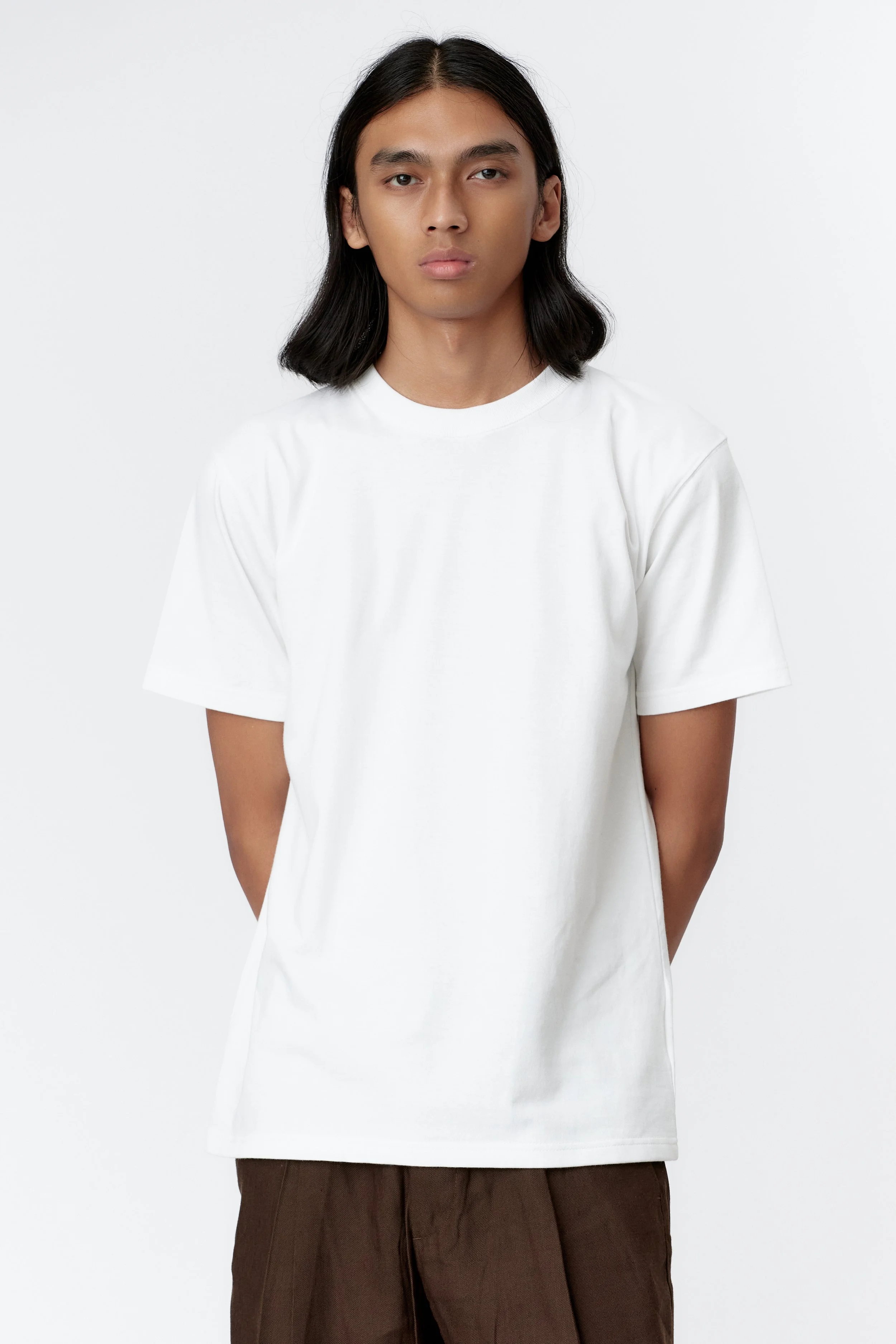 Close-up of heavyweight organic cotton fabric texture in white