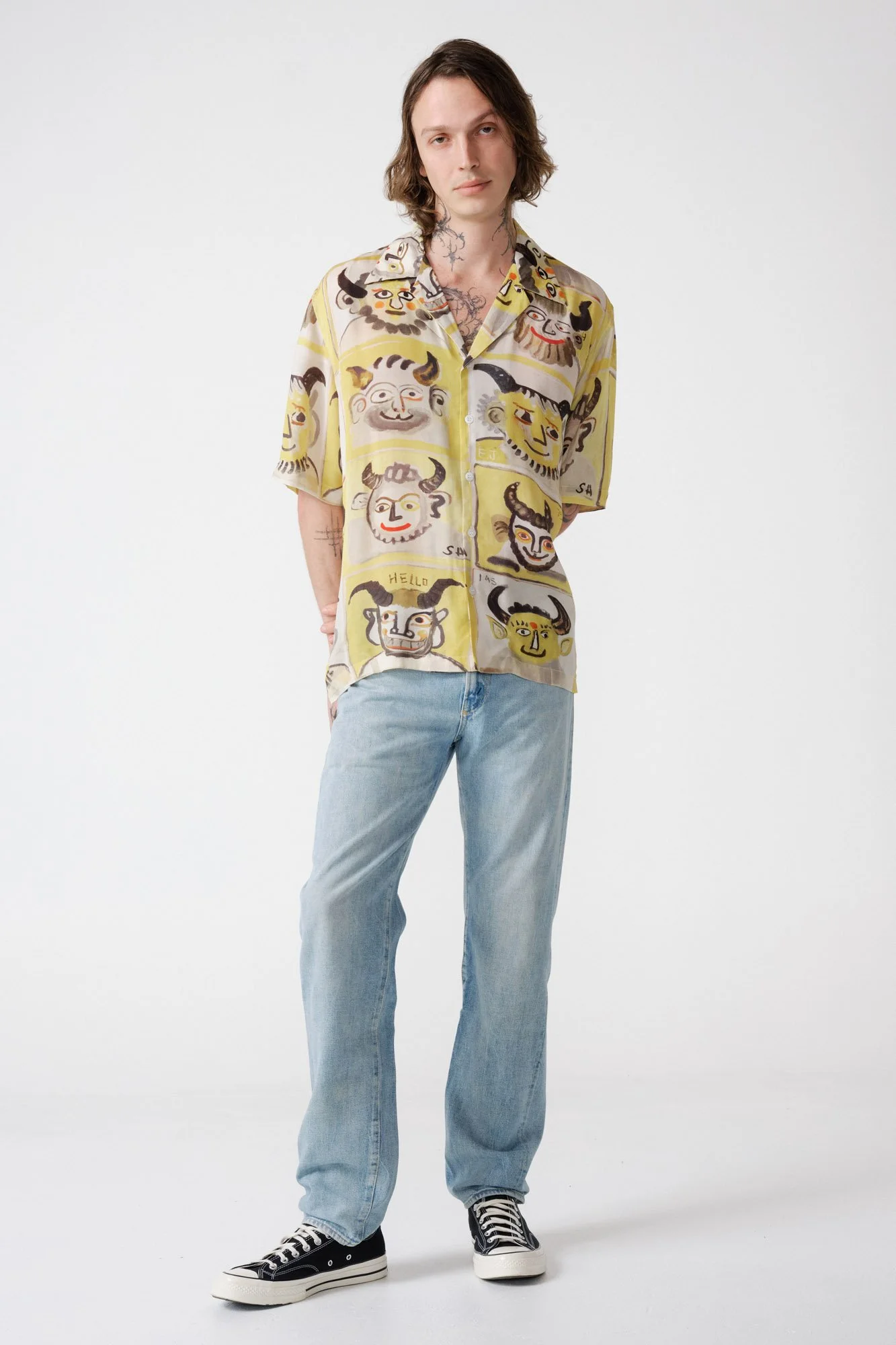 endless-joy-satyr-yellow-printed-crepe-rayon-short-sleeve-shirt-front-relaxed