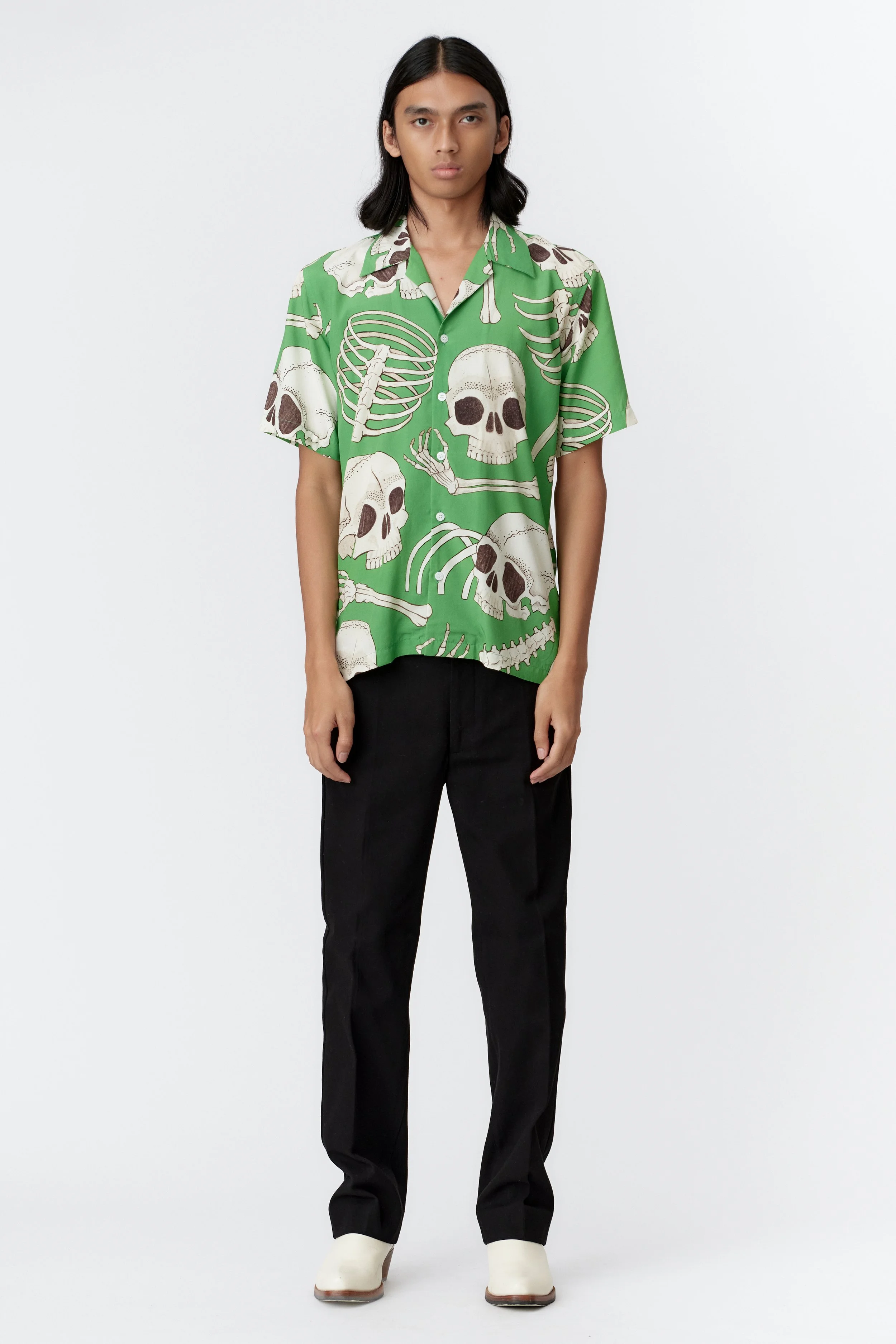 SKELETON GREEN MODAL SHORT SLEEVE SHIRT