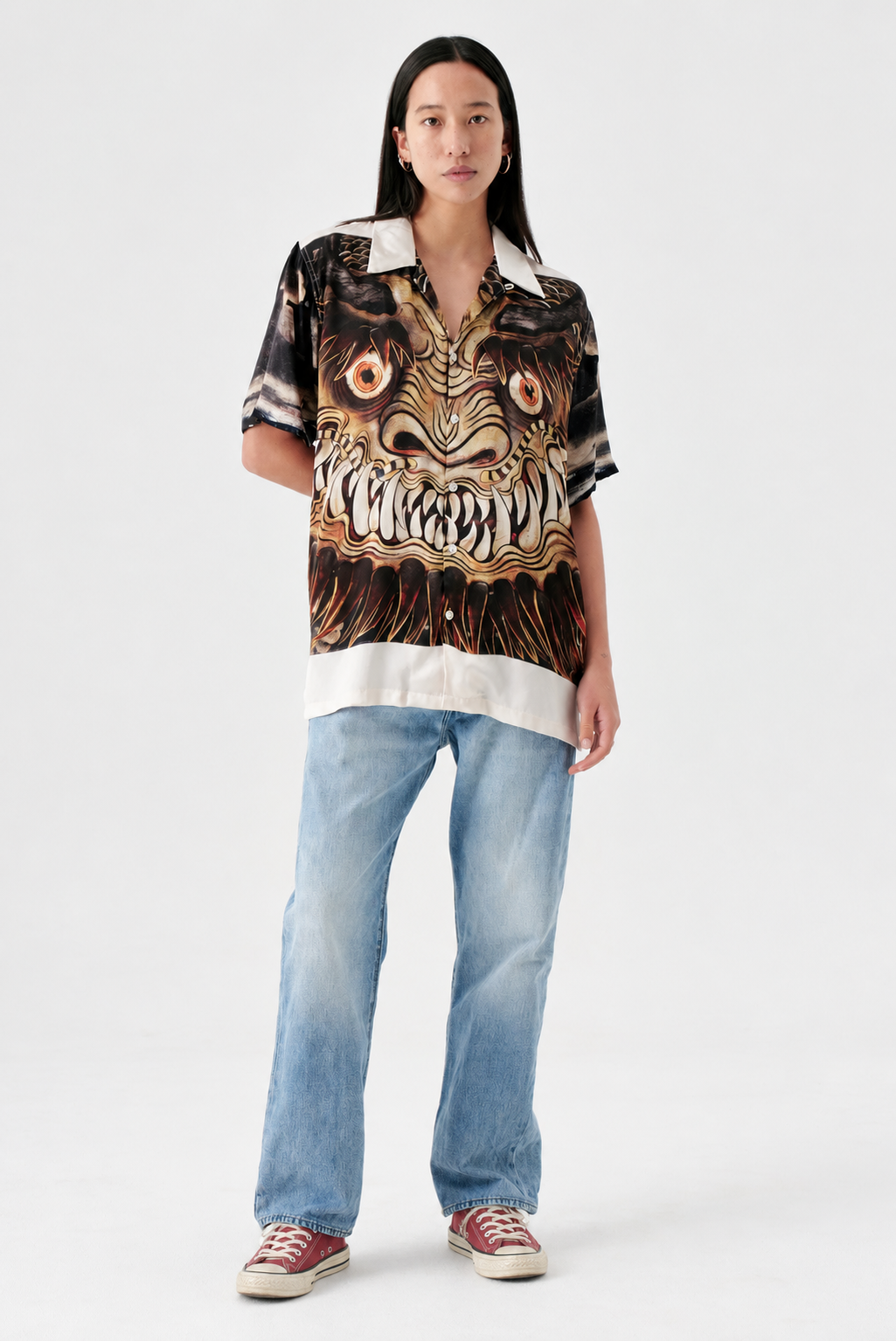 NAGA SILK SATIN SHORT SLEEVE SHIRT