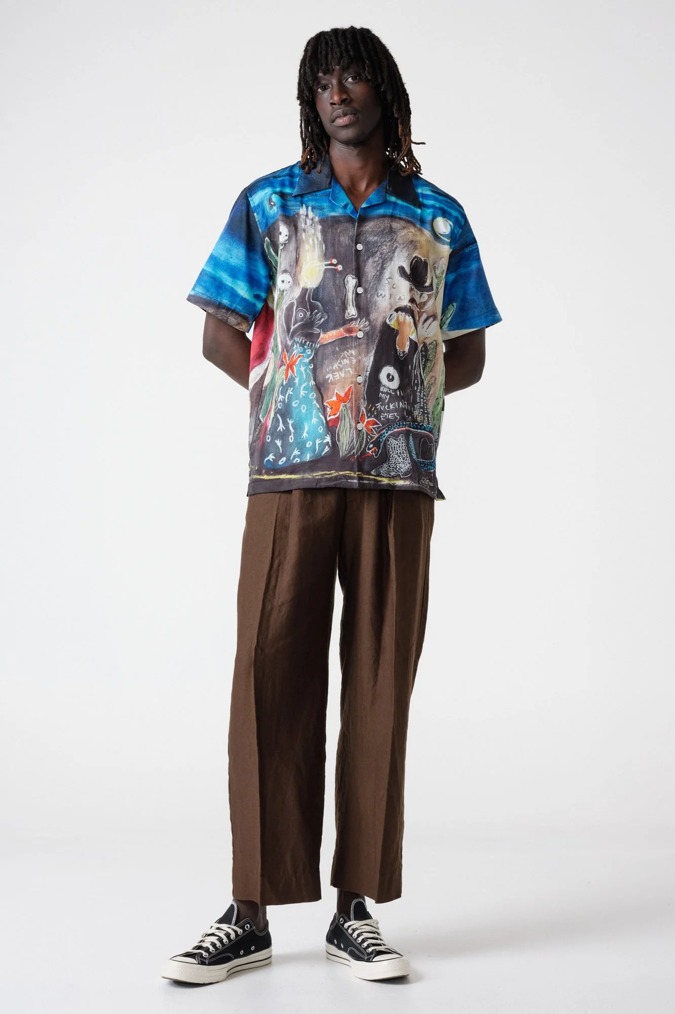 endless-joy-above-snakes-printed-silk-cotton-short-sleeve-front-relaxed