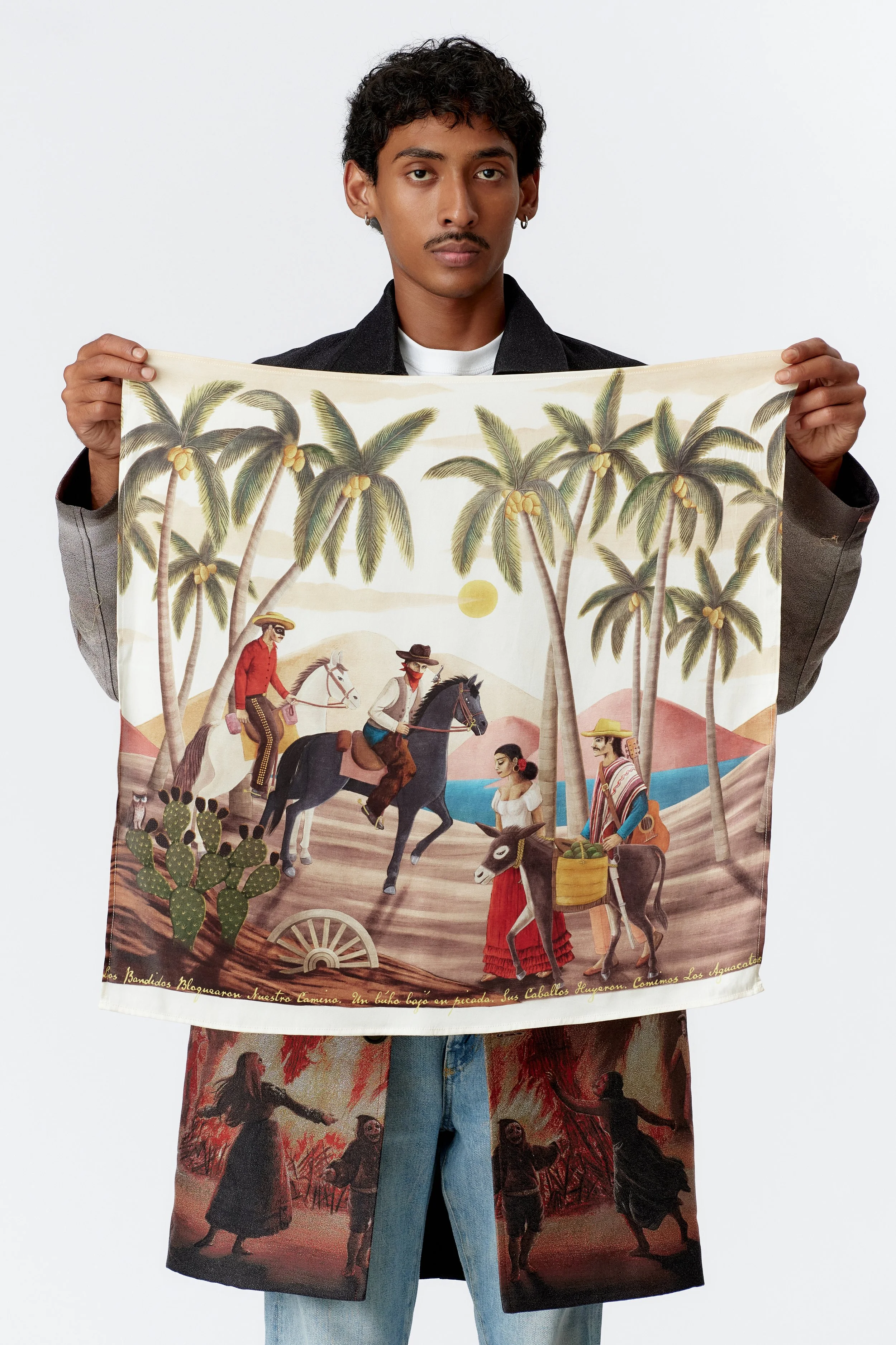 Bandito Satin Silk Scarf being presented by Model