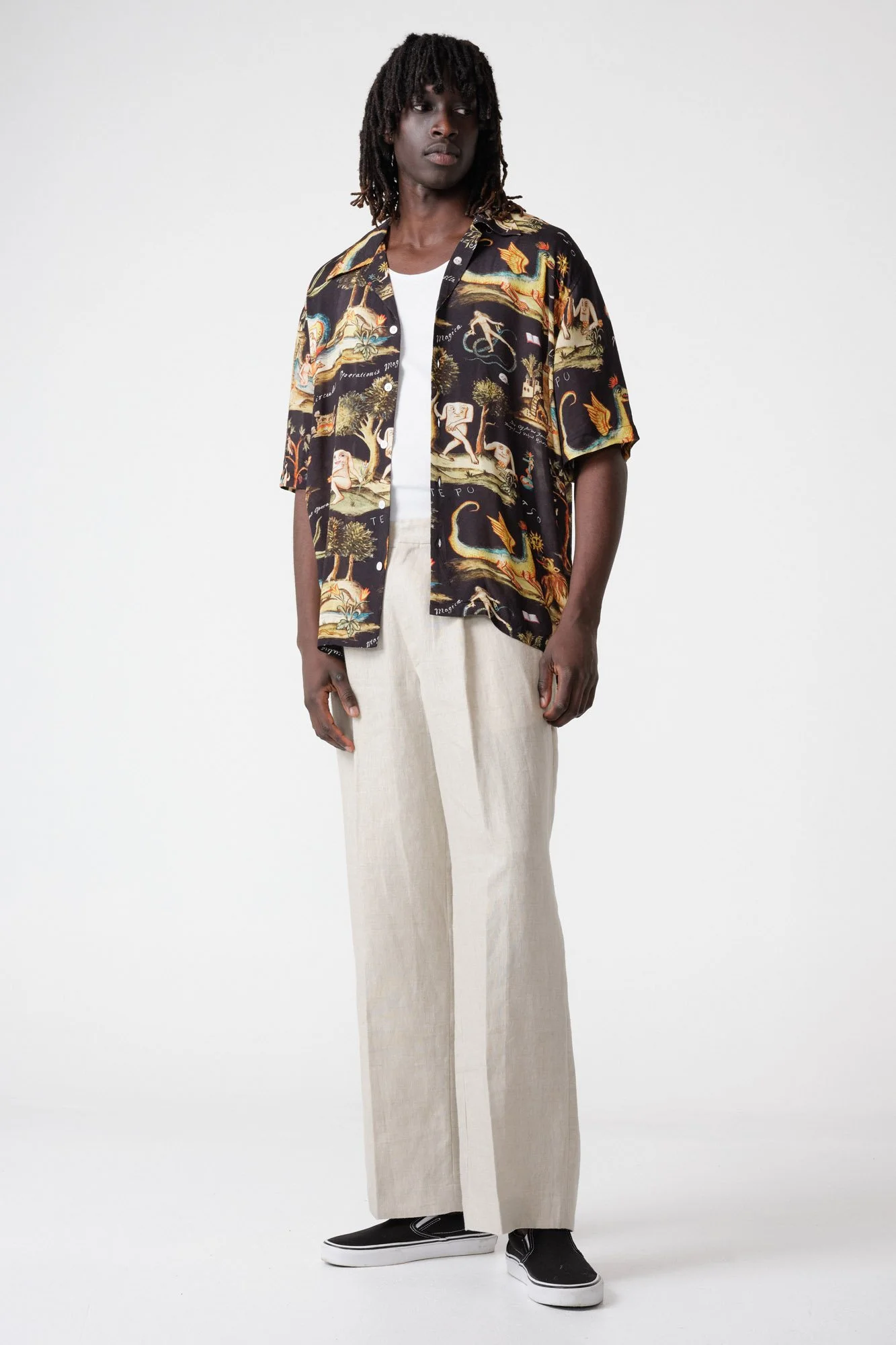 endless-joy-prima-materia-black-printed-crepe-rayon-short-sleeve-shirt-front
