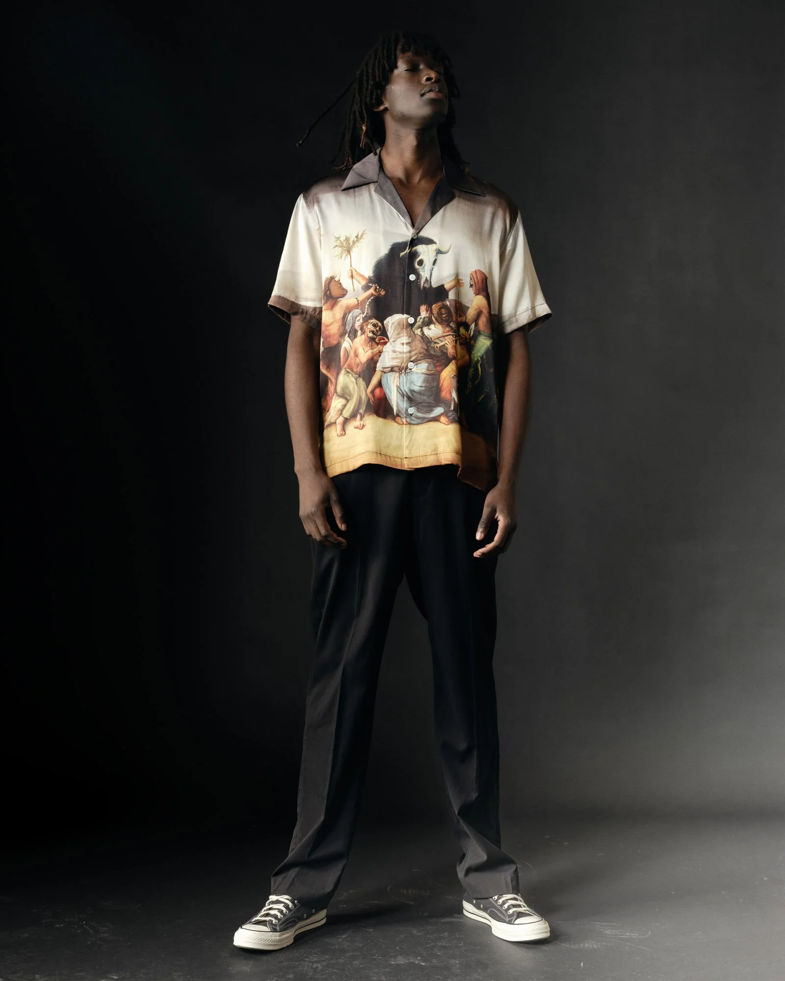 endless-joy-samhain-printed-satin-silk-shirt-model-in-studio