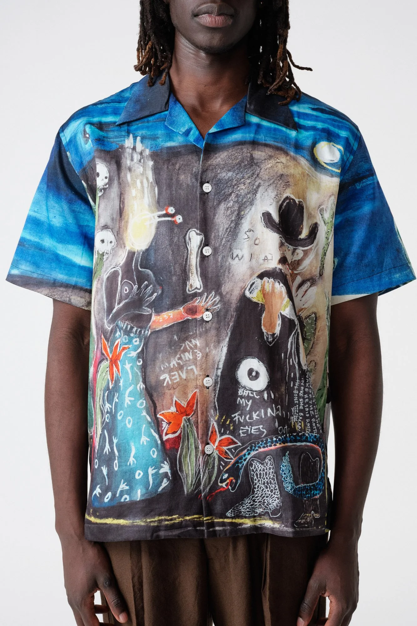 endless-joy-above-snakes-printed-silk-cotton-short-sleeve-shirt-front-detail-art-buttons