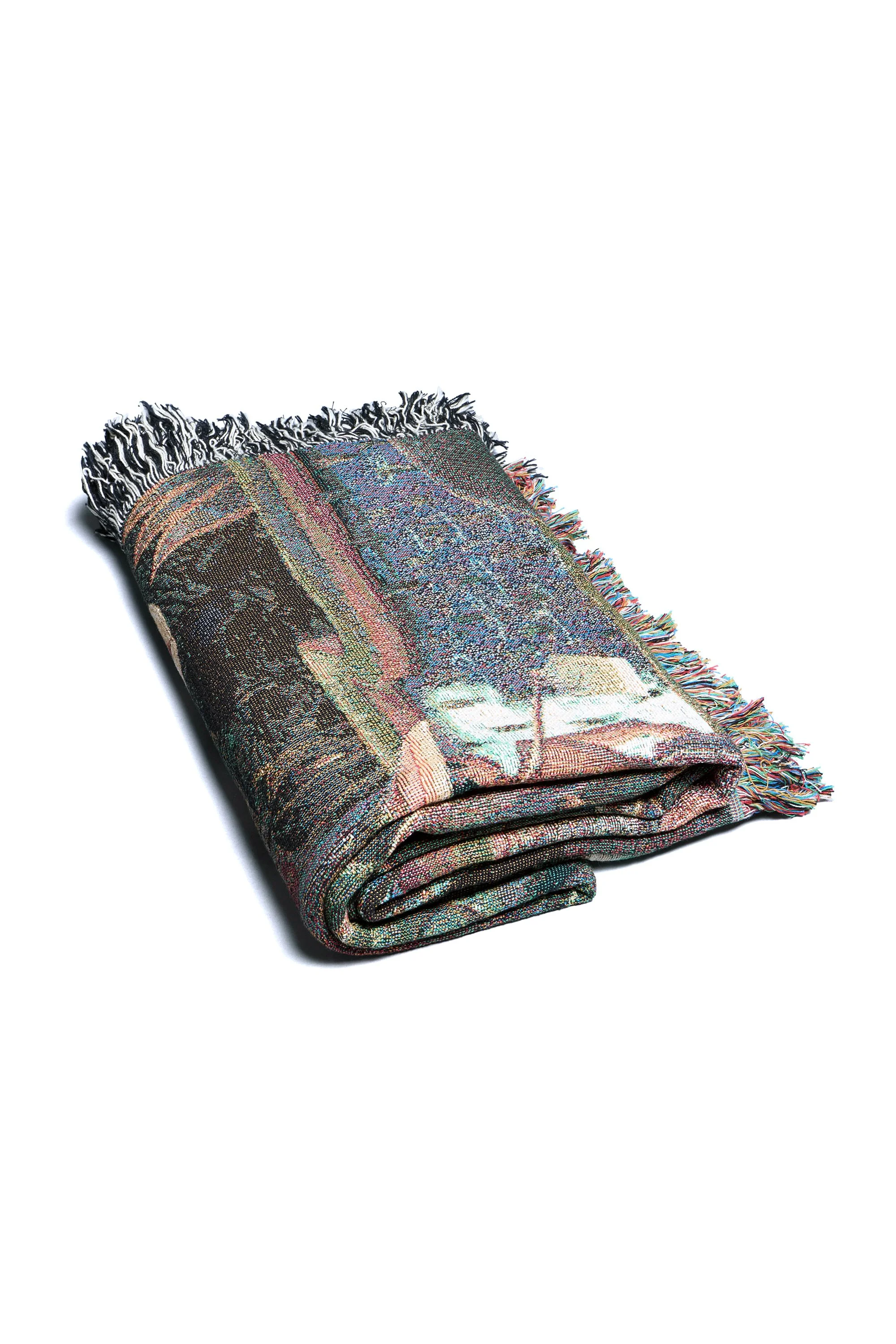 Folded Bali rice terrace woven art blanket in organic cotton limited edition