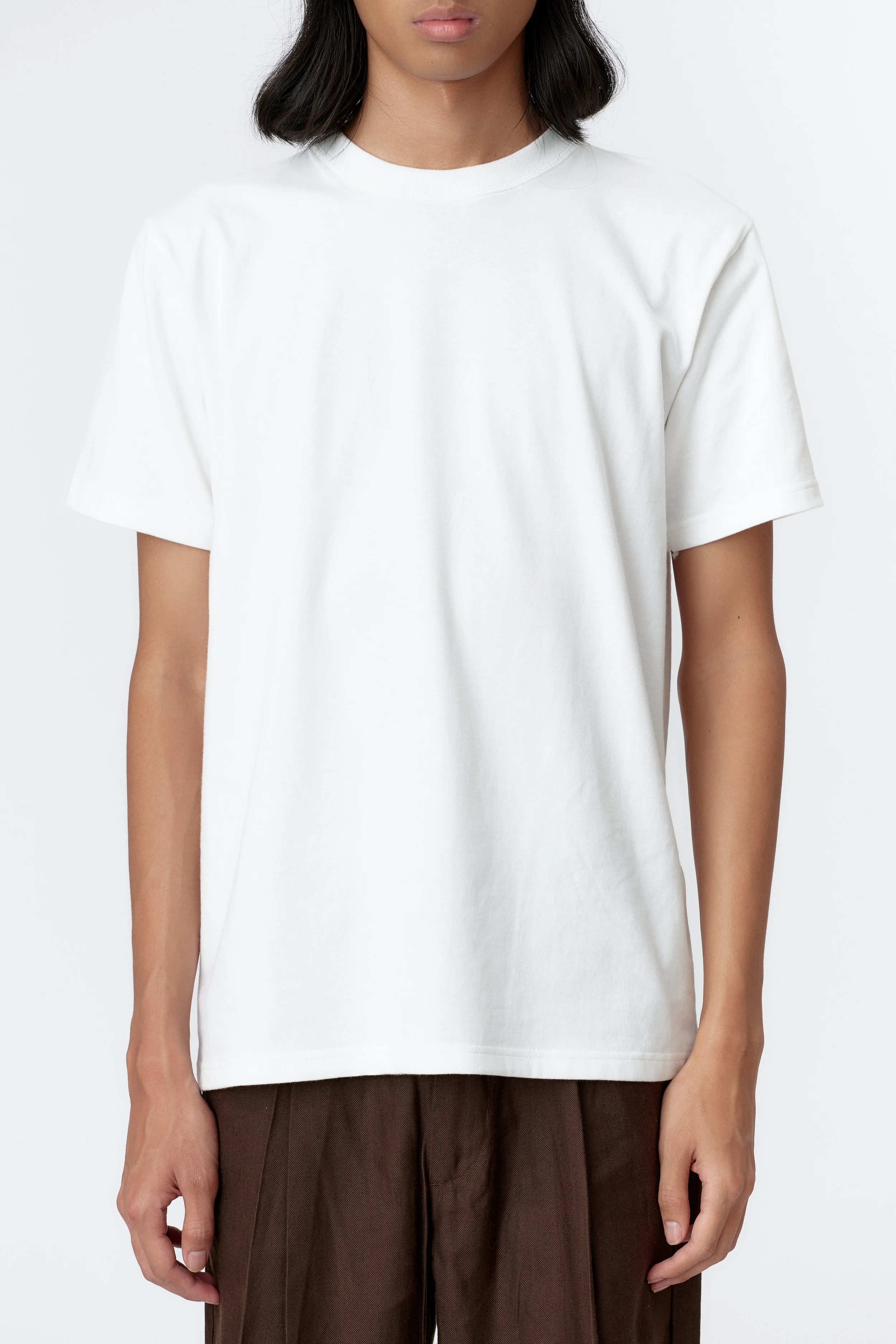 Front-facing view of Bandito white heavyweight organic cotton T-shirt in clean white with structured relaxed shape
