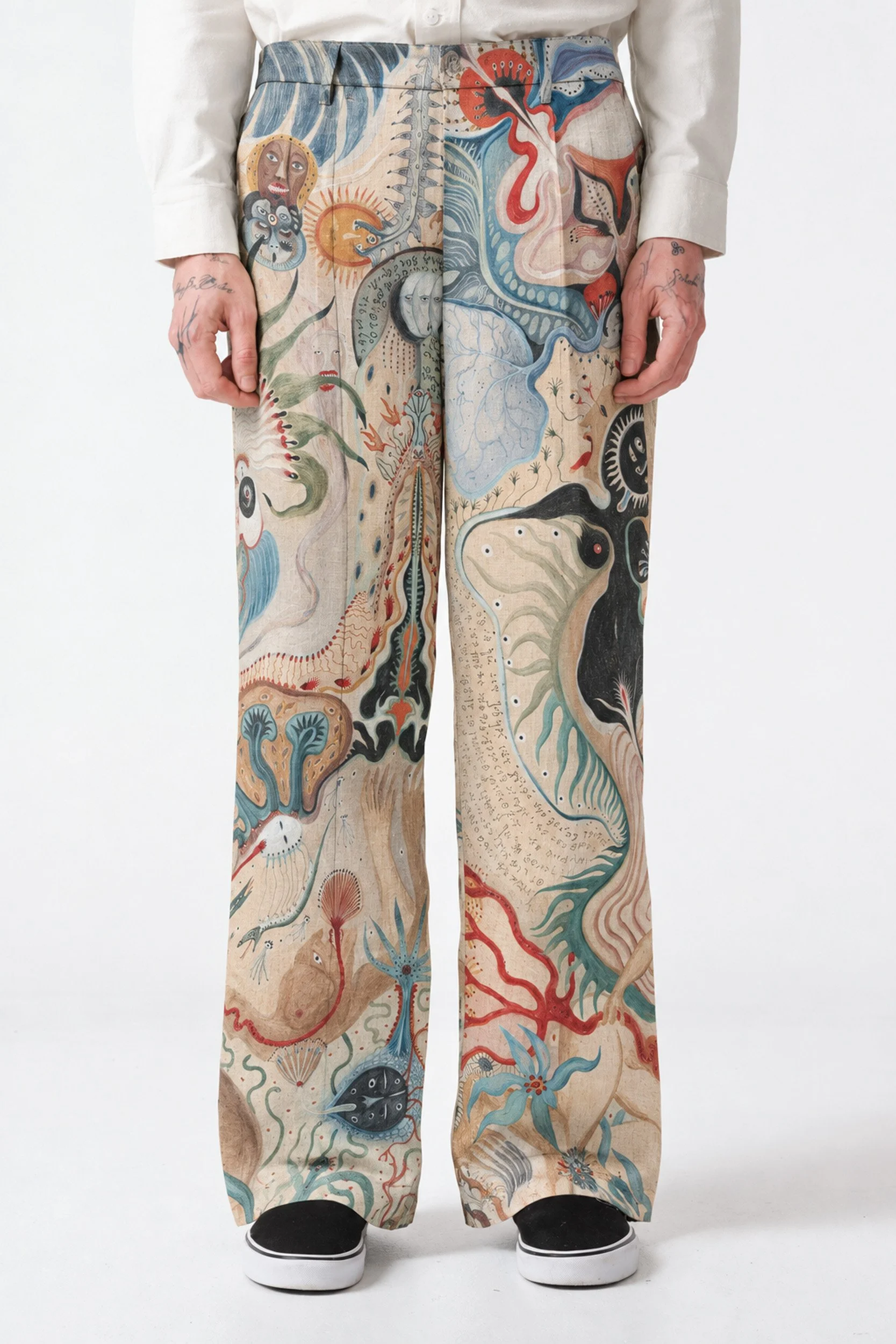 endless-joy-eternal-squid-printed-french-linen-wide-leg-trouser-art-close-up-detail