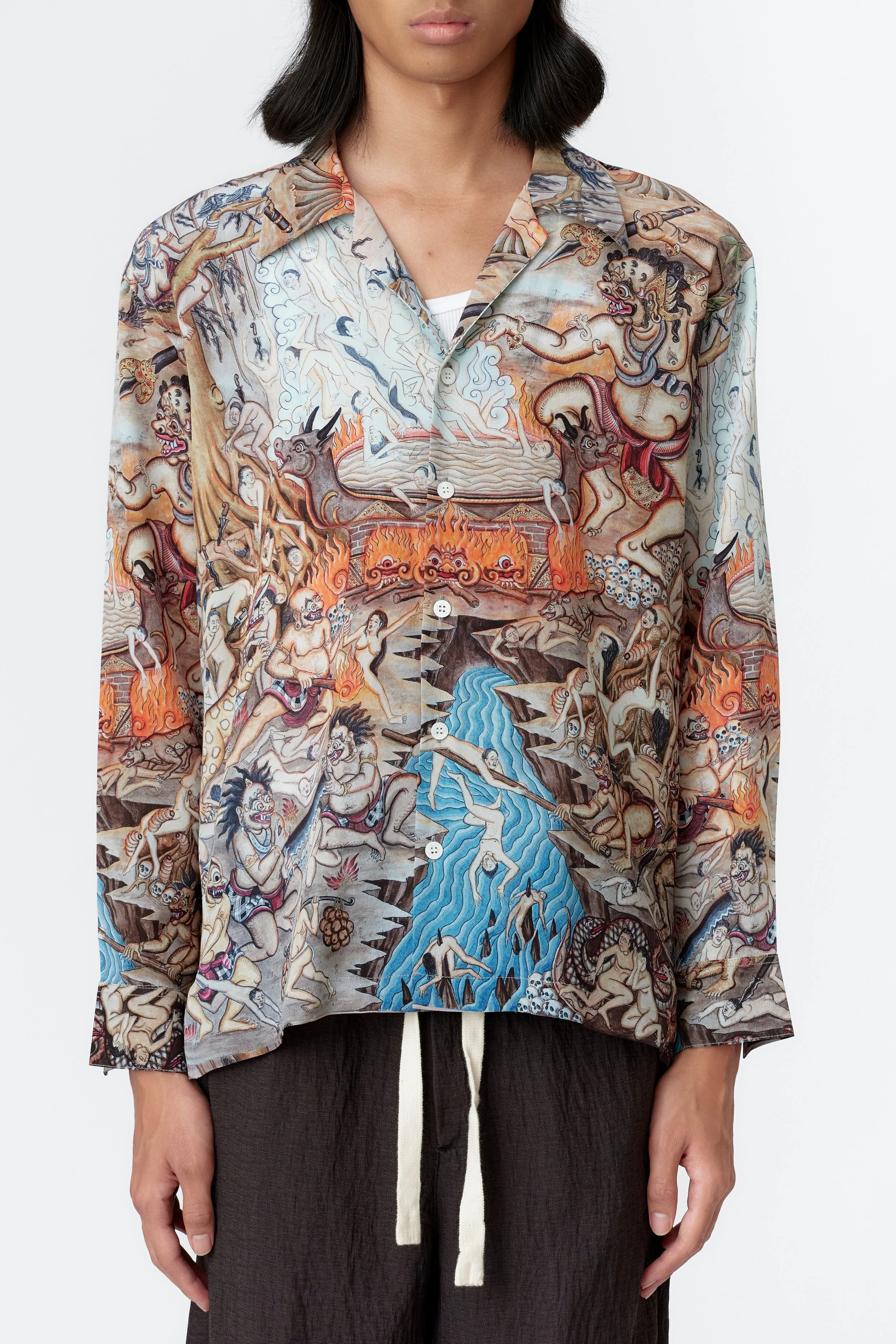 Atma Penangsaran Balinese Art Silk Shirt Close Up