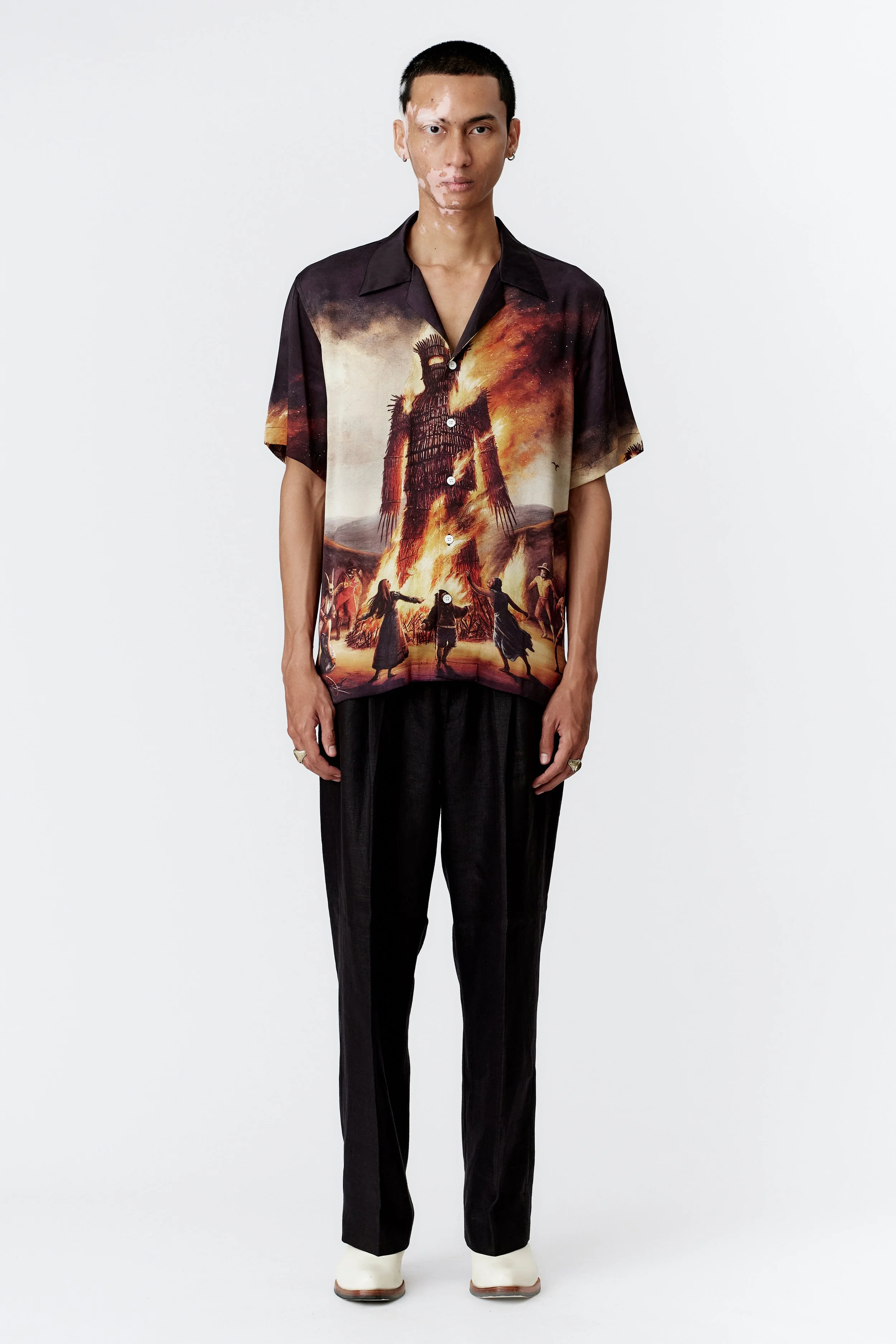 Wickerman all-over art silk satin short sleeve shirt