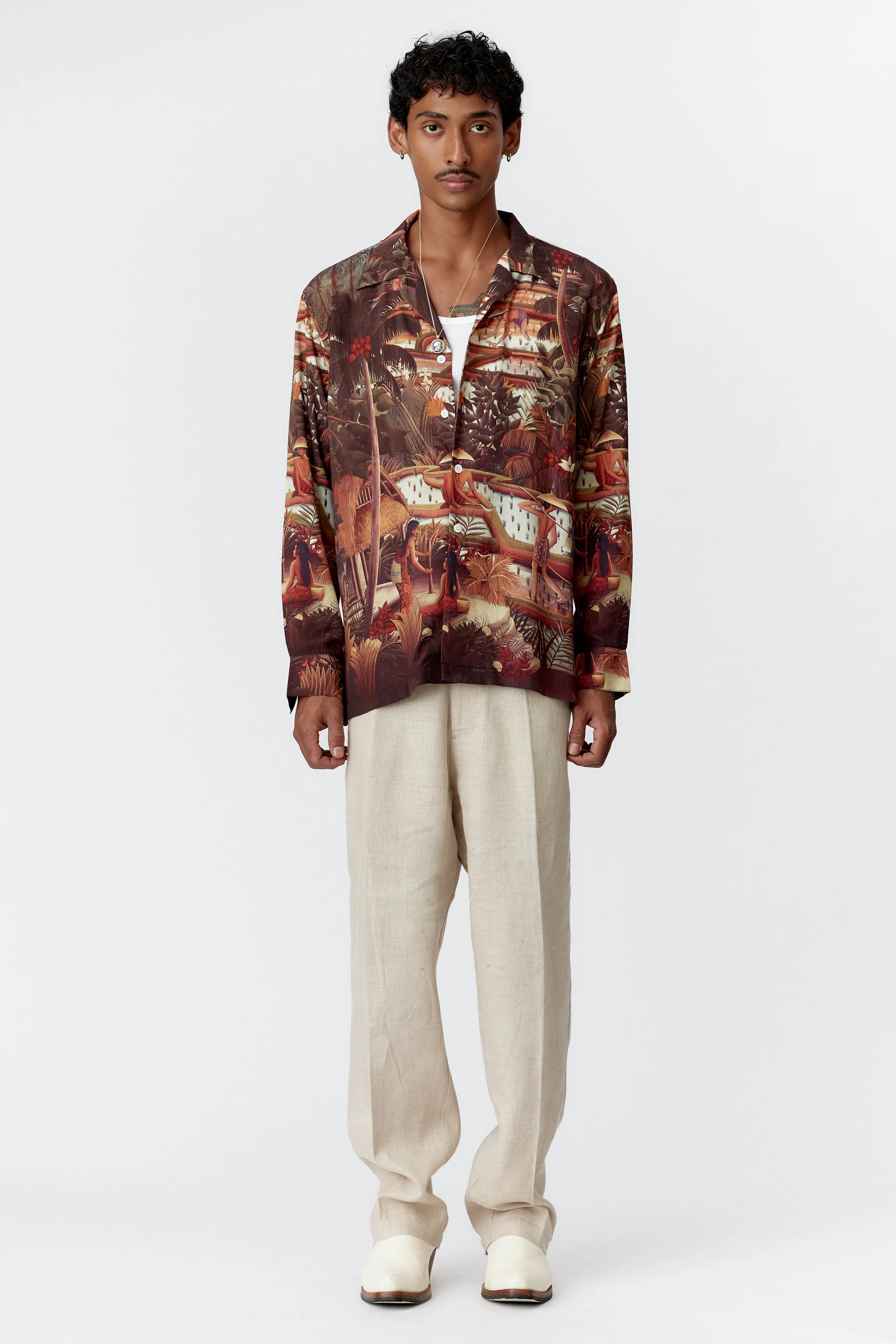 SUBAK BROWN PREMIUM RAYON LONG SLEEVE SHIRT