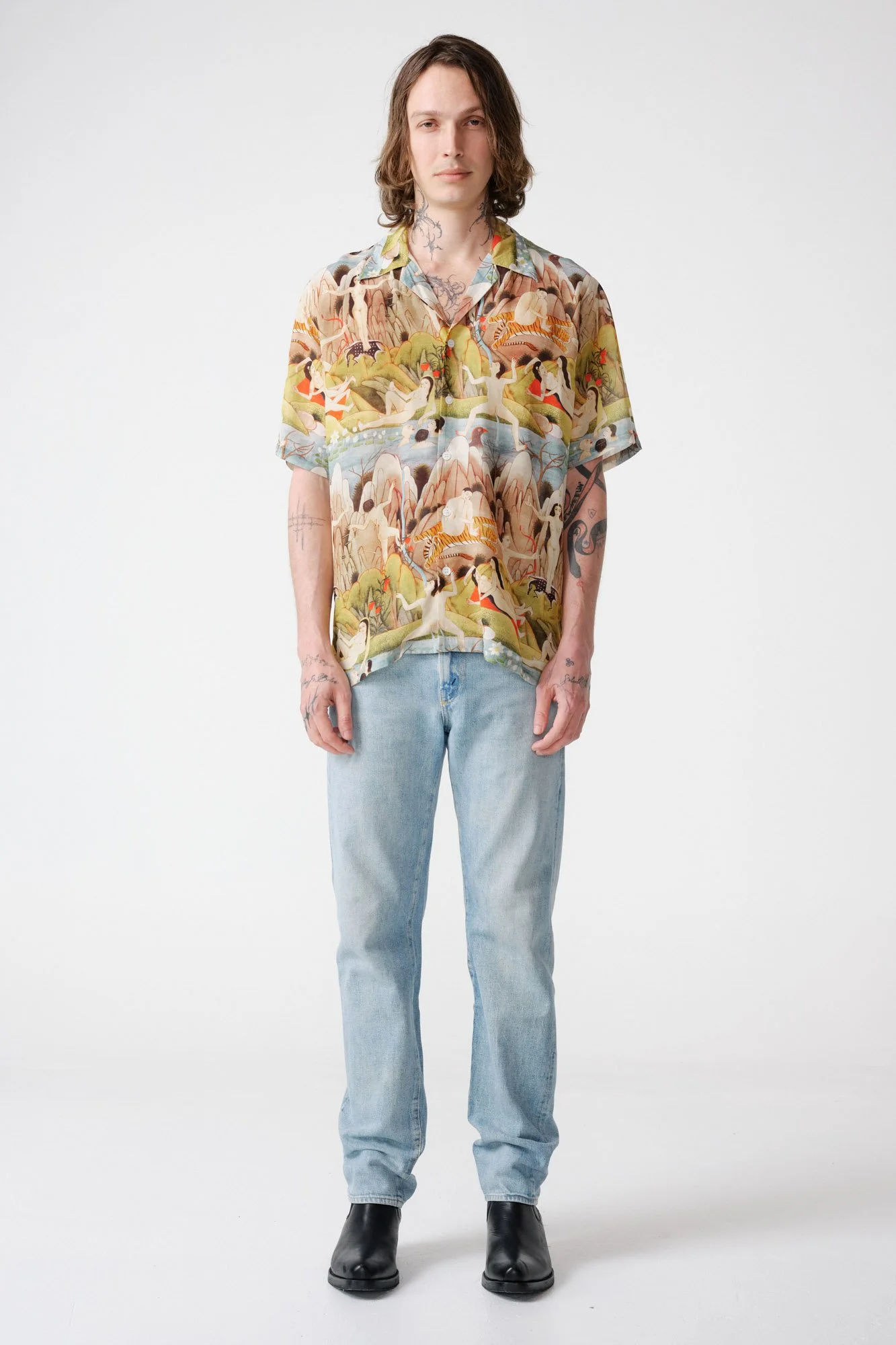 endless-joy-towards-a-centre-silk-rayon-short-sleeve-shirt-model-front-on