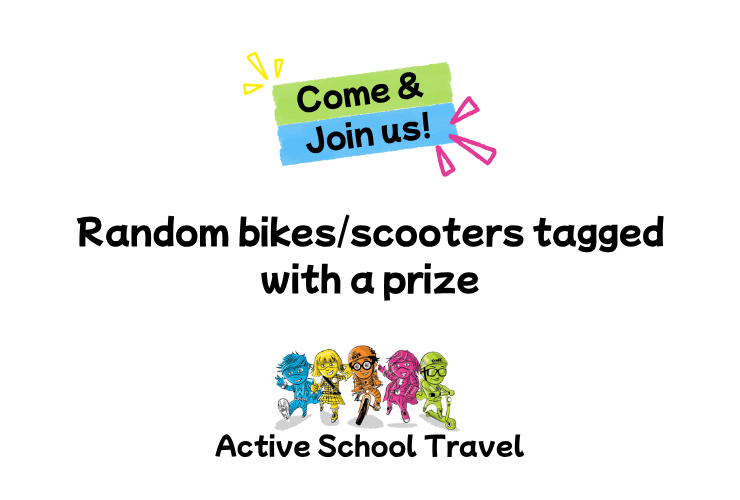 Active School Travel: Random bikes/scooters tagged with a prize