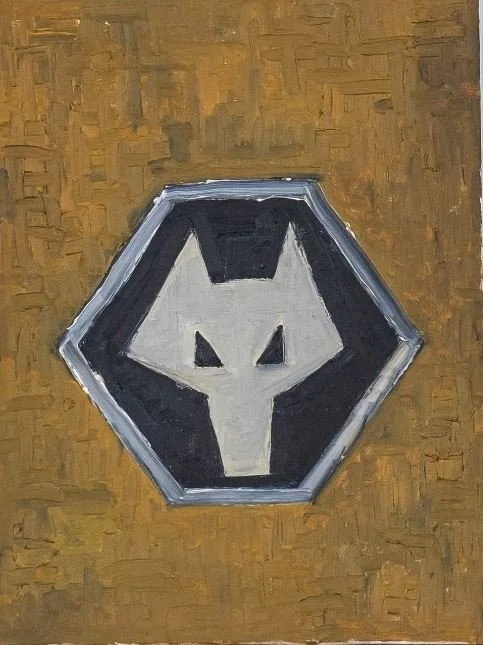 Wolves #1_white on ochre_painting.JPG