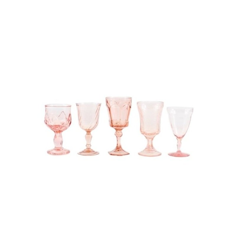 Rent Assorted Pink + Blush Goblets  Let's Party Prettier | Specialty Event  and Wedding Rentals
