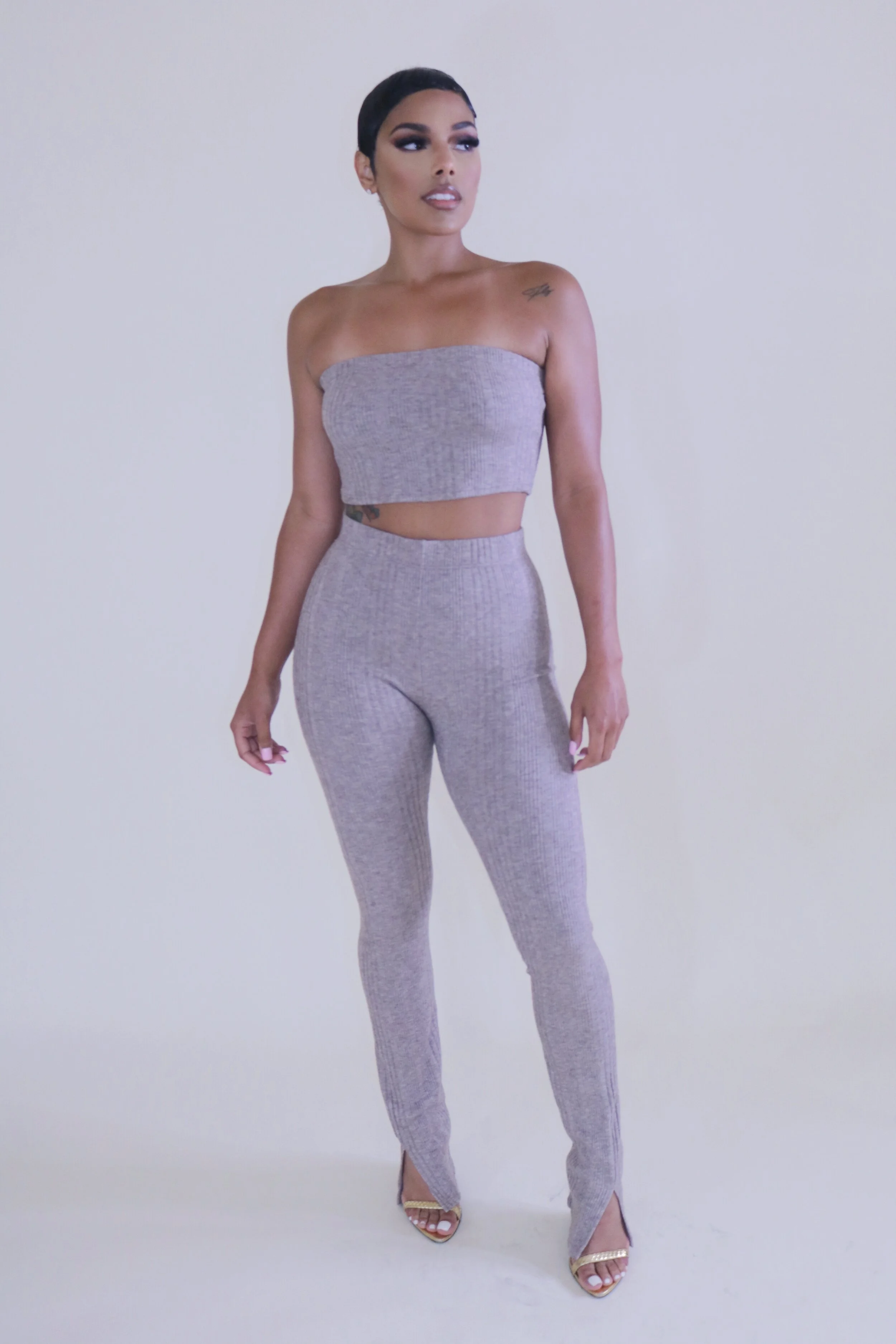 Ribbed Pants Set (Sand)