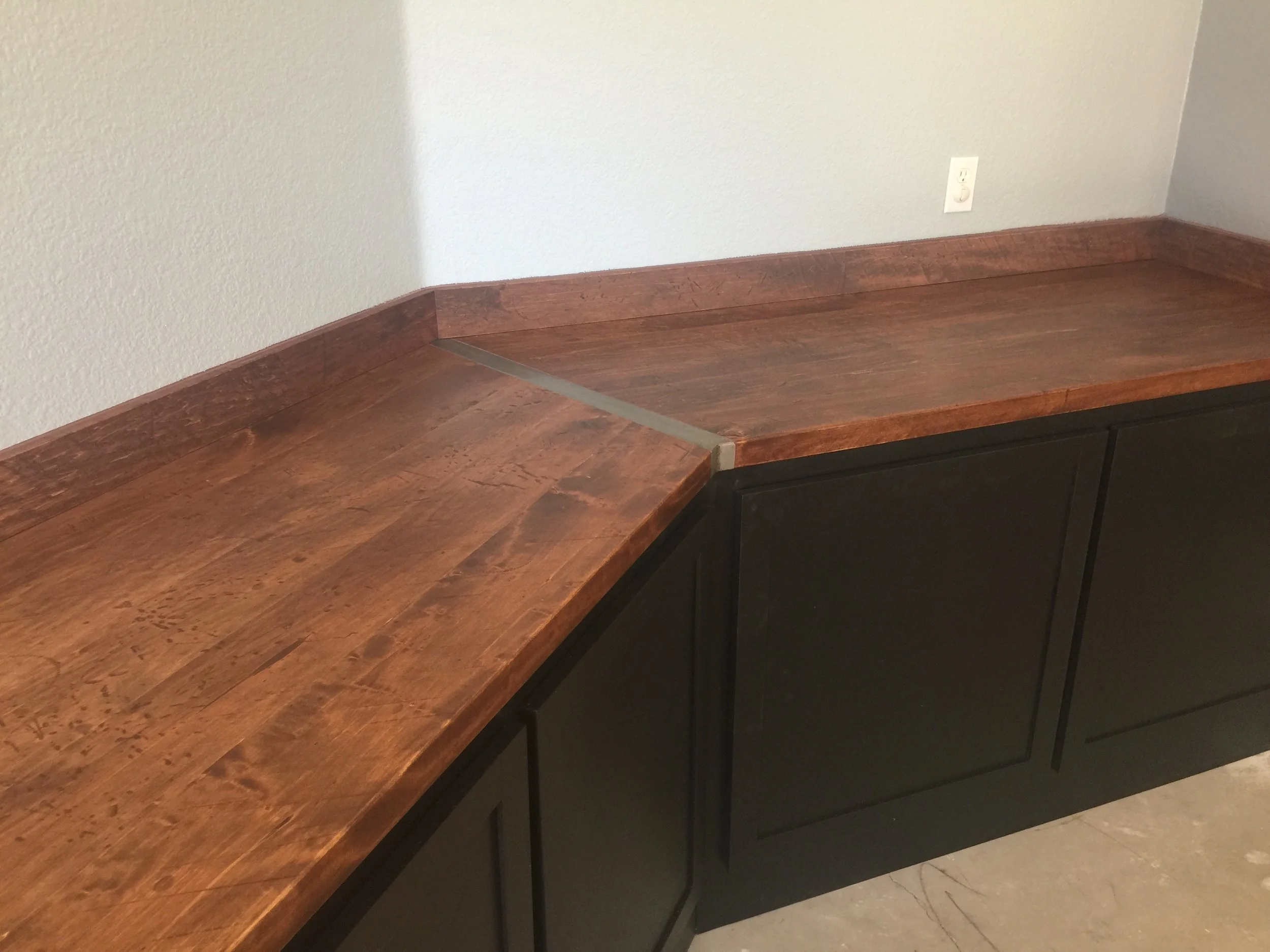 Custom Cabinet & Counter with Inlaid Metal Band