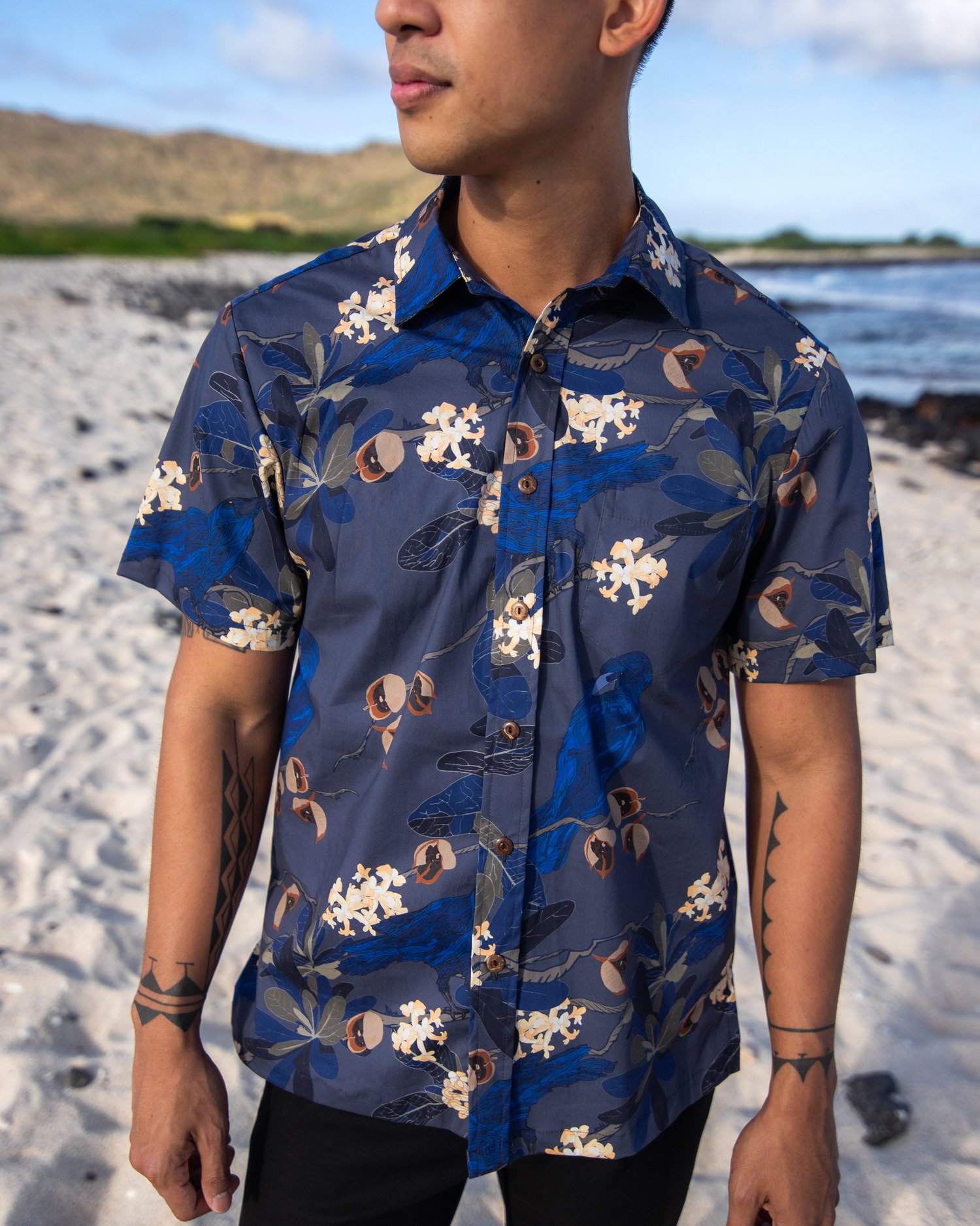 para castigar Miseria Rancio Hō'awa & The 'Alalā Dark Blue Aloha Shirt — David Shepard