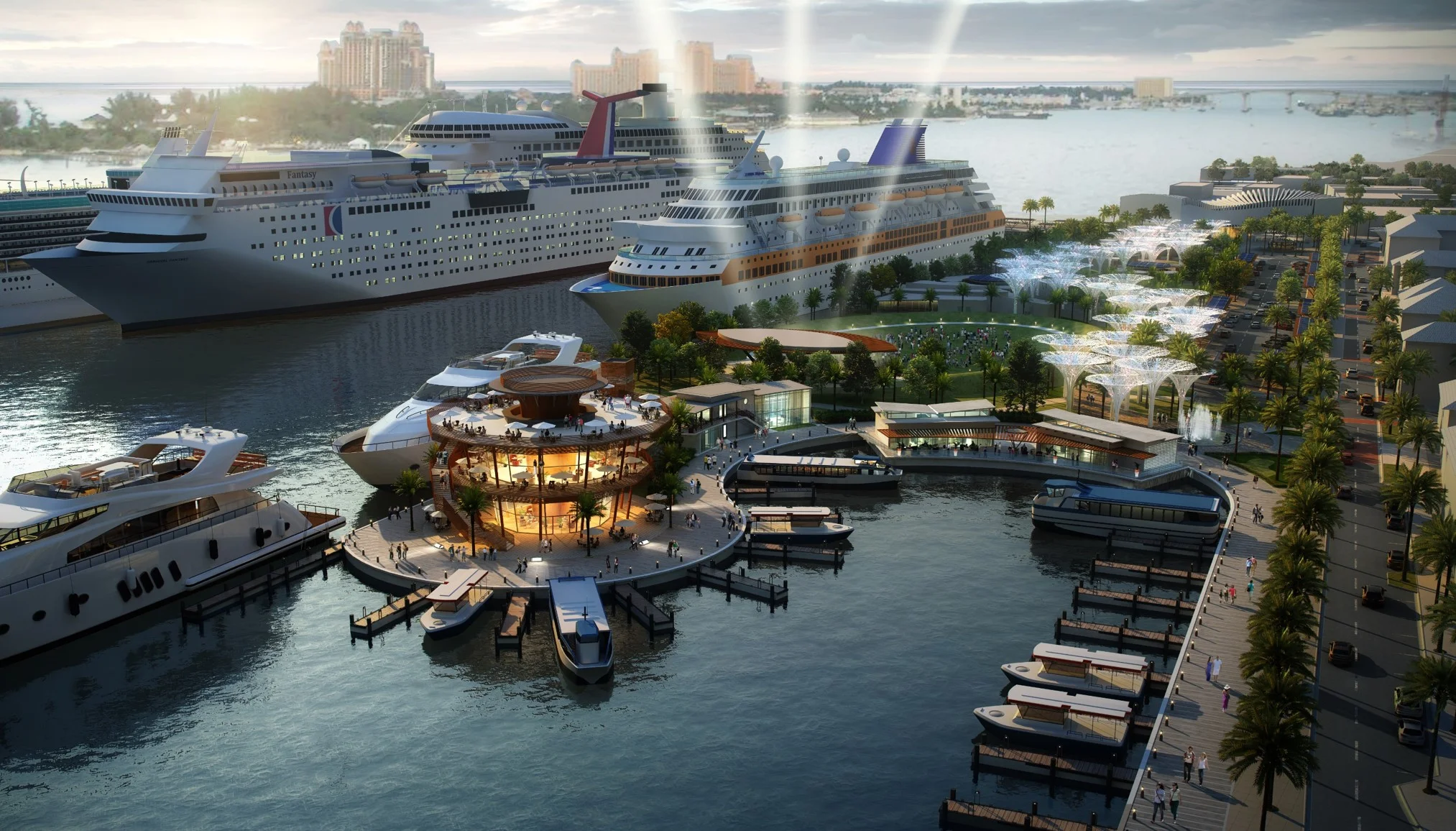 Waterfront rendering of future cruise port.