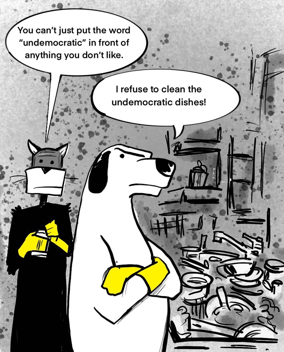 Democracy and dirty dishes. #doghousereillycomic #webcomics #comedy #dishes #dirty #democracy