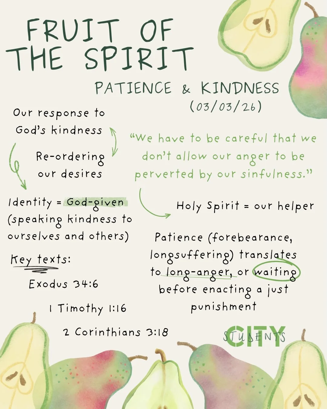 Patience &amp; Kindness 🍐🥭🍈 &ldquo;But I received mercy for this reason, that in me, as the foremost, Jesus Christ might display his perfect patience as an example to those who were to believe in him for eternal life.&rdquo; (‭‭1 Timothy‬ ‭1‬:‭16‬