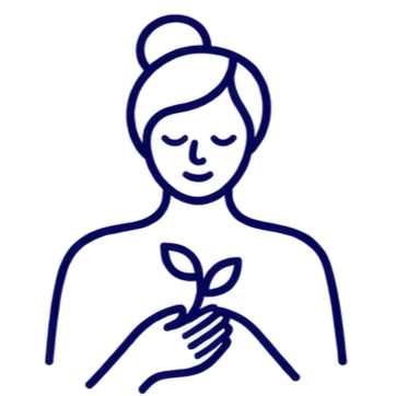 Line drawing of a woman holding a bunny, with her hair tied in a bun and glasses.