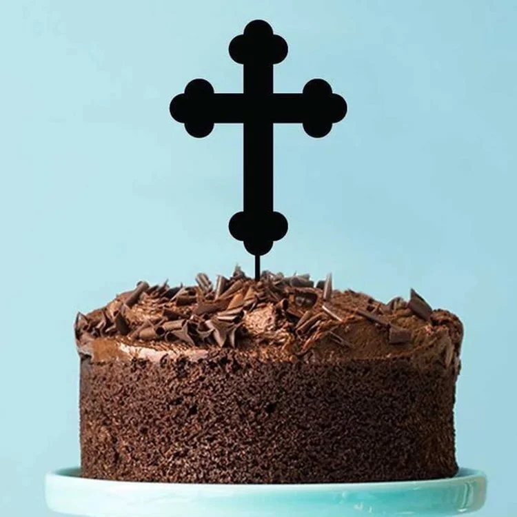 Silver cross cake topper 
