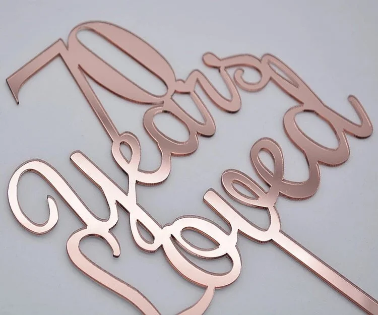 70 years loved cake topper - rose gold 