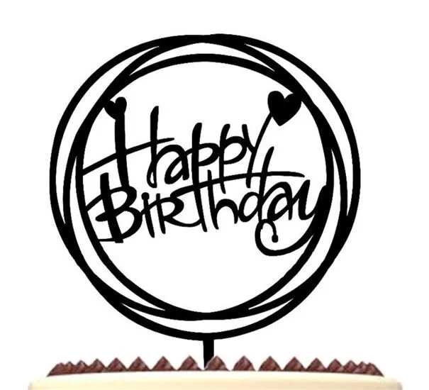 black happy birthday cake topper 