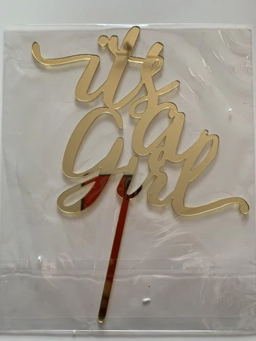 mirror gold its a girl cake topper 