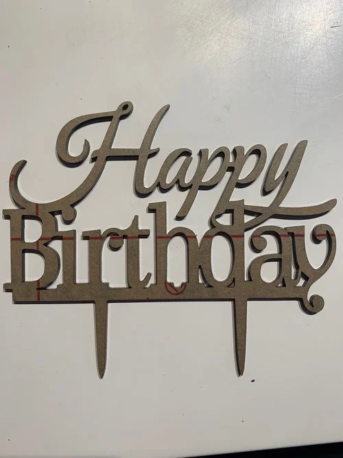 Black happy birthday cake topper 