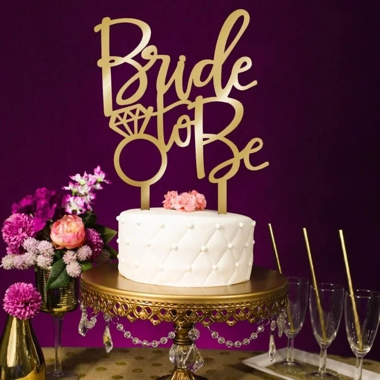 Mirror Gold bride to be cake topper 