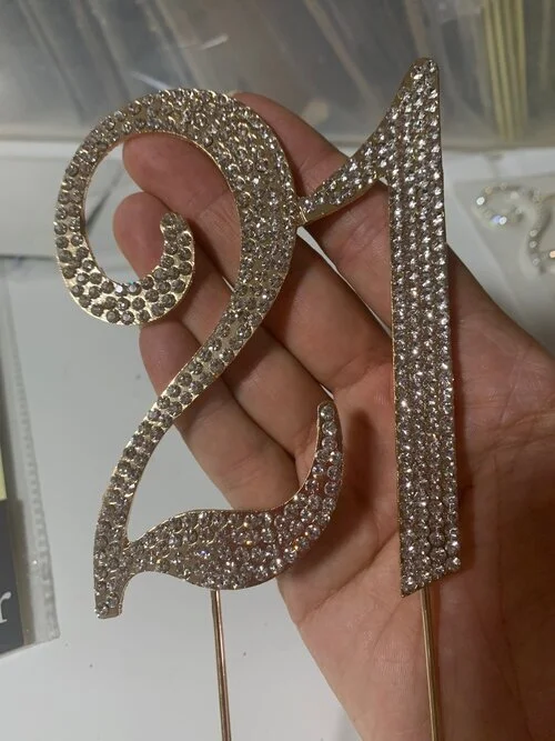 21 rhinestone cake topper 